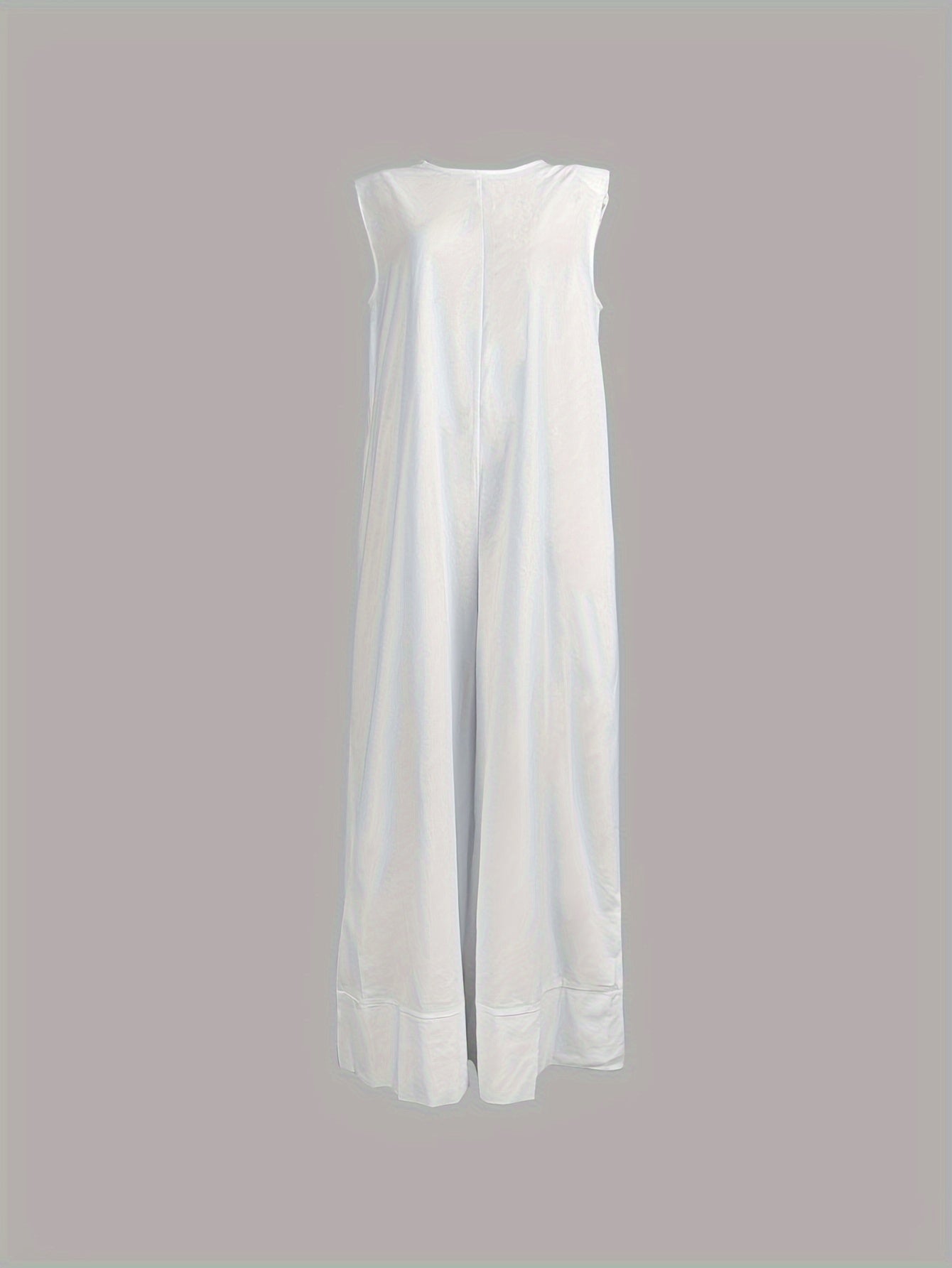 Casual Sleeveless Wide Leg Jumpsuit For Women Boat Neck