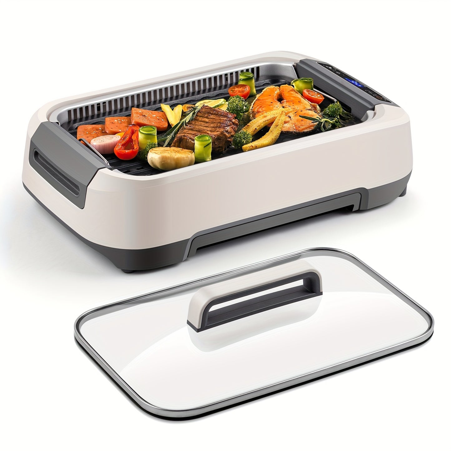 Smokeless Indoor Grill 1500W With LED Display Glass Lid