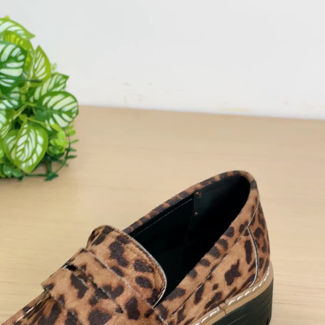All Nations Emporium Leopard Print Penny Loafers Slip On
