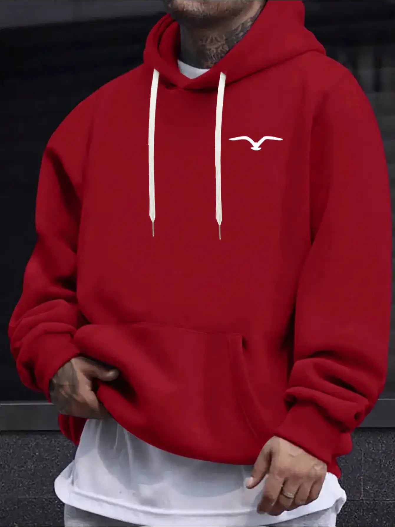 Idea Mens Heavyweight Hooded Sweatshirt Drawstring Hood