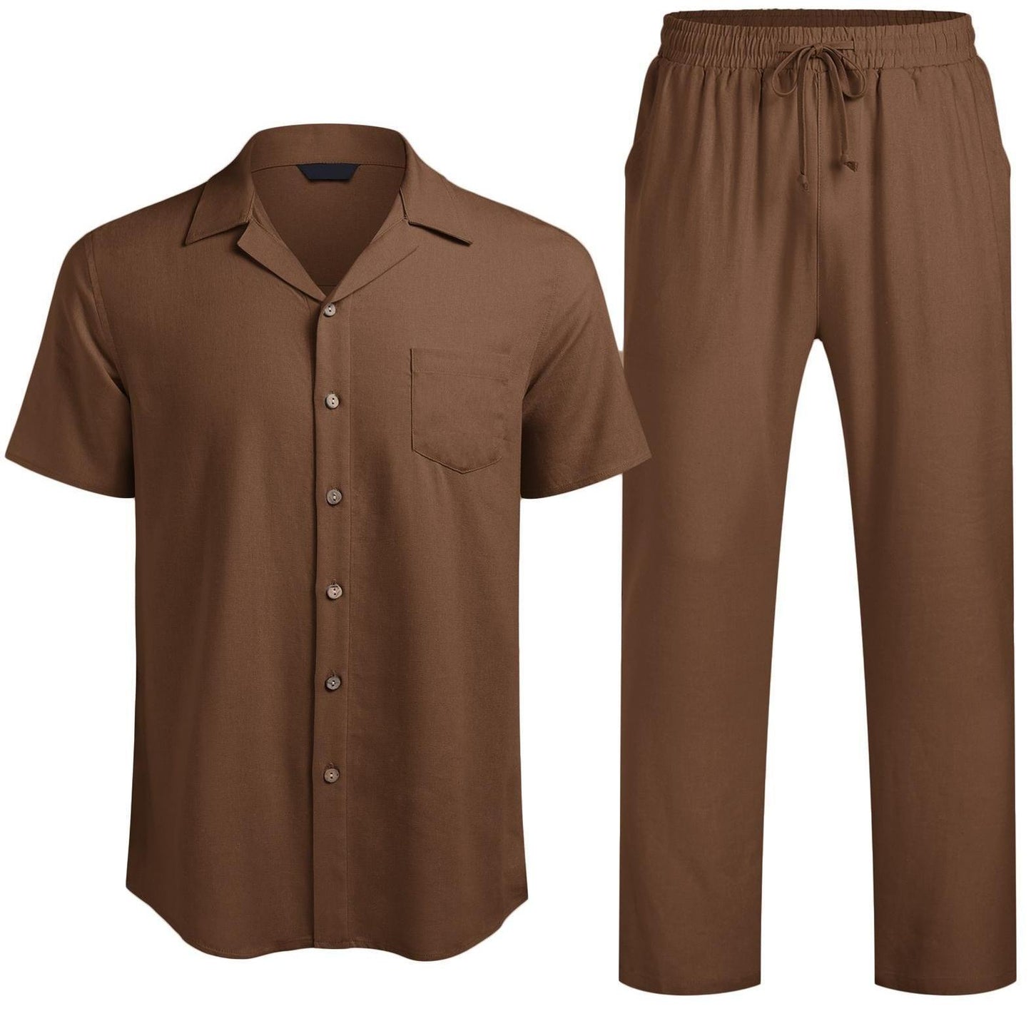 ELESOL Mens Linen Suit Two Piece Executive Set For Business