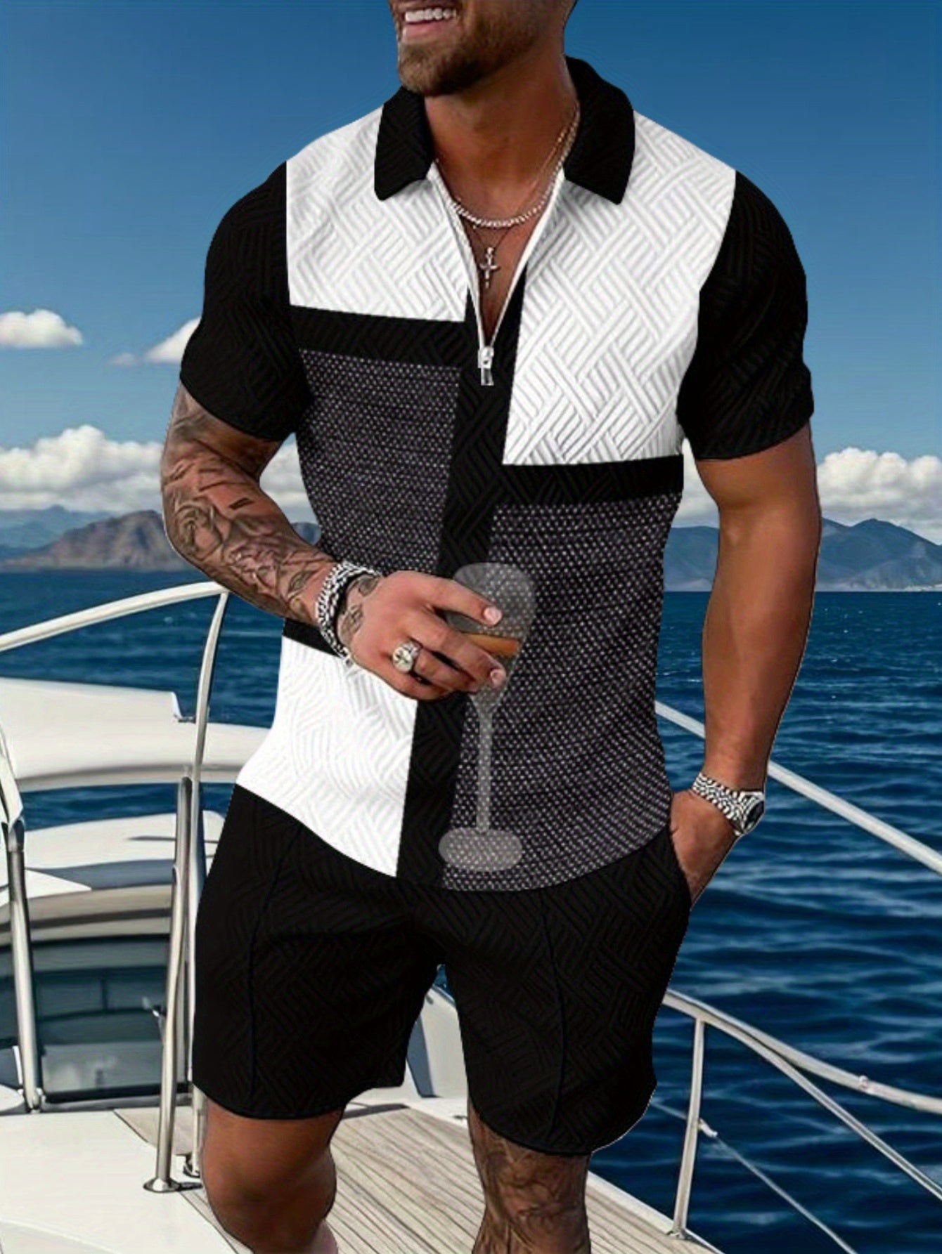 2Pc Men's Casual Sportswear Set 3D Printing T Shirt Shorts