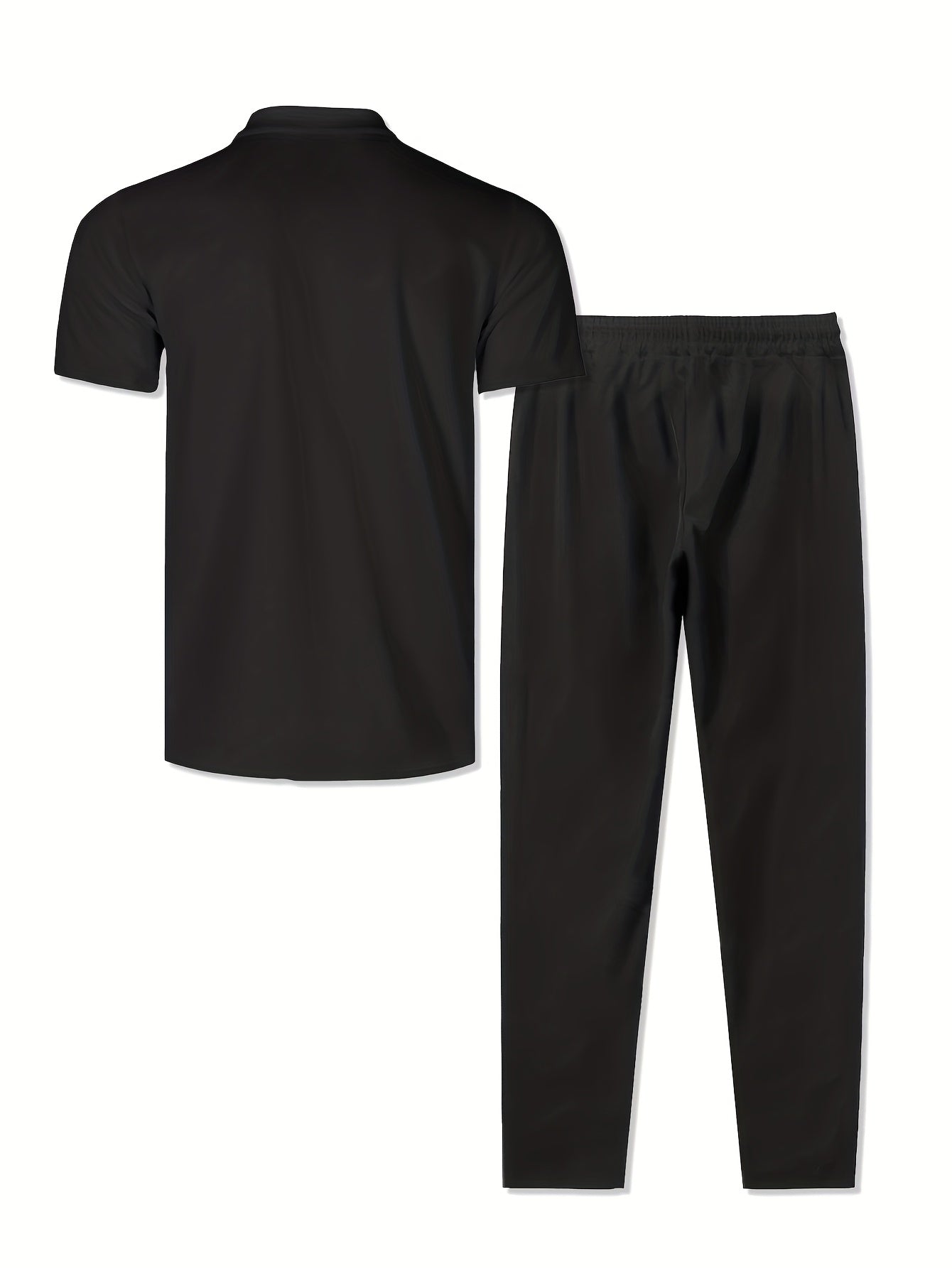 Men's Casual Polo Set With Zipper Polo And Pocket Pants