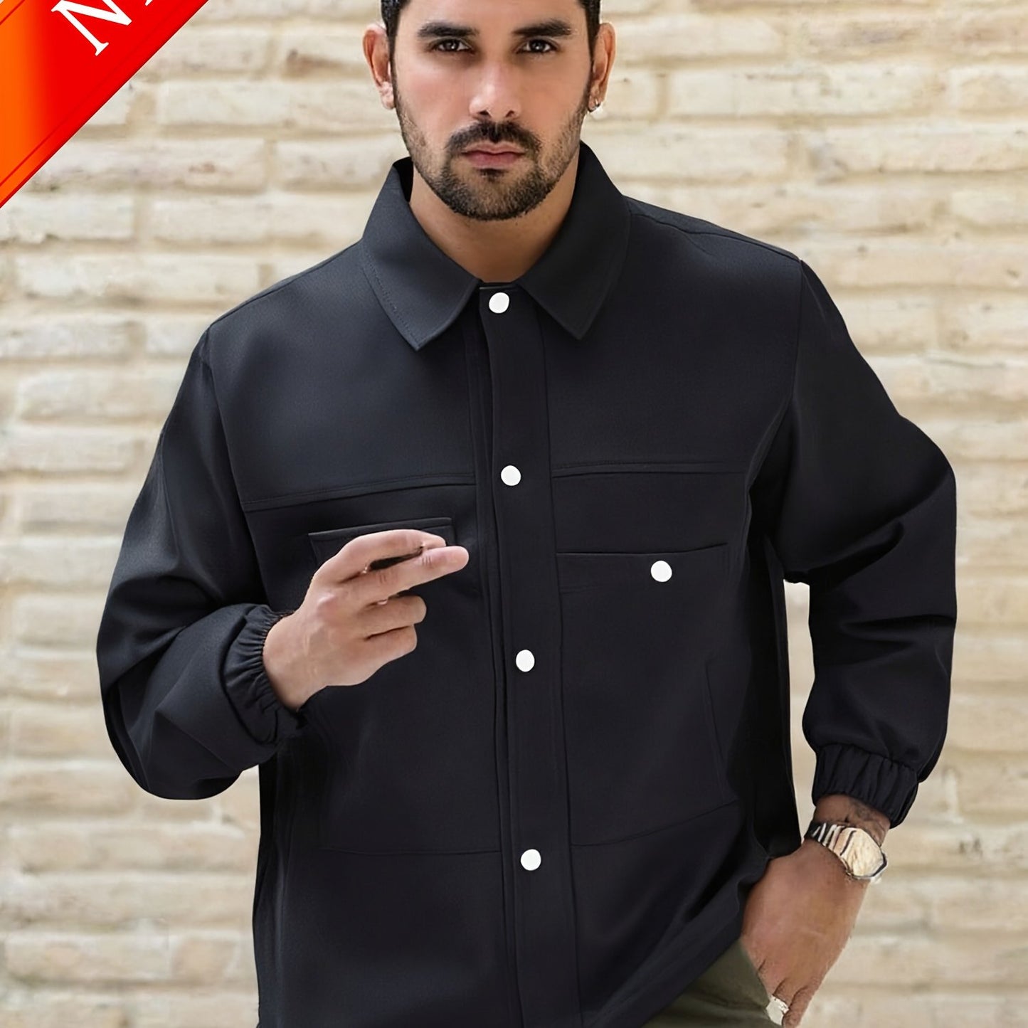 Nosize Men Heavyweight Denim Jacket Lapel Button Front