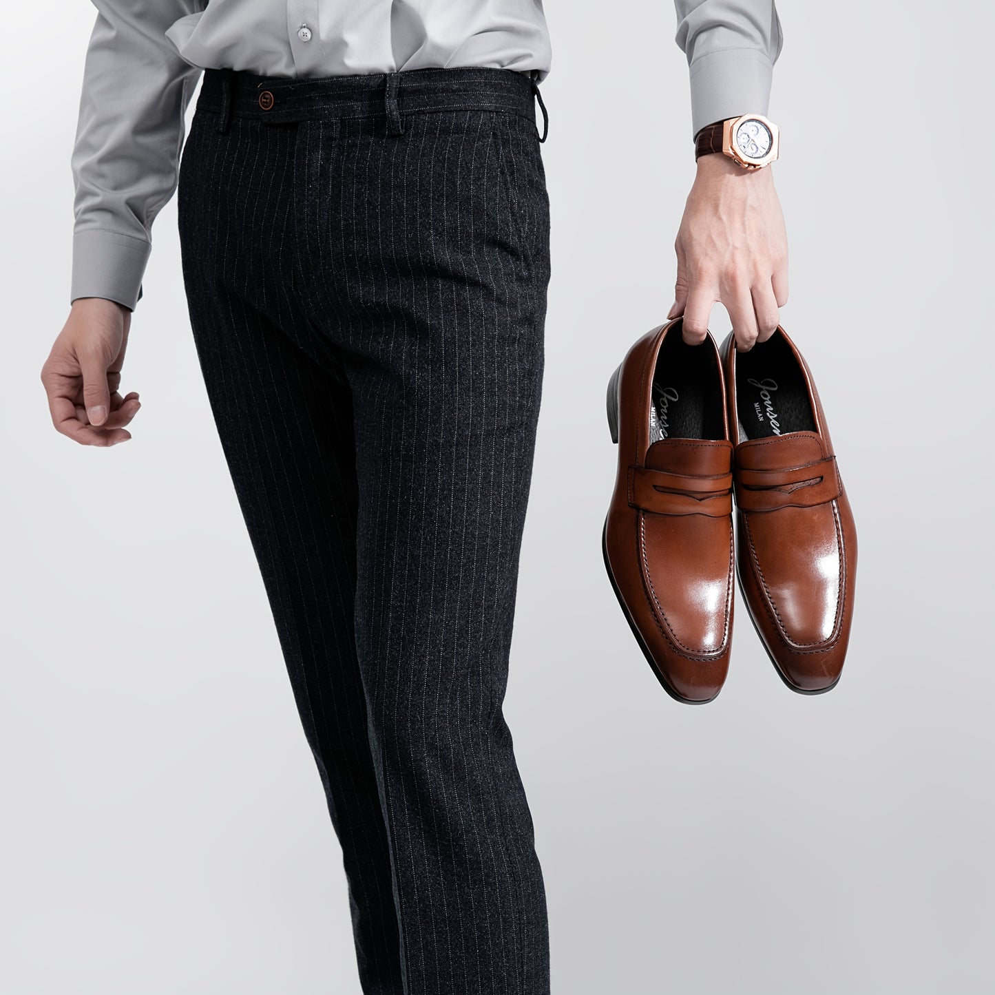 JOUSEN Men Slip On Dress Shoes Leather Penny Loafers