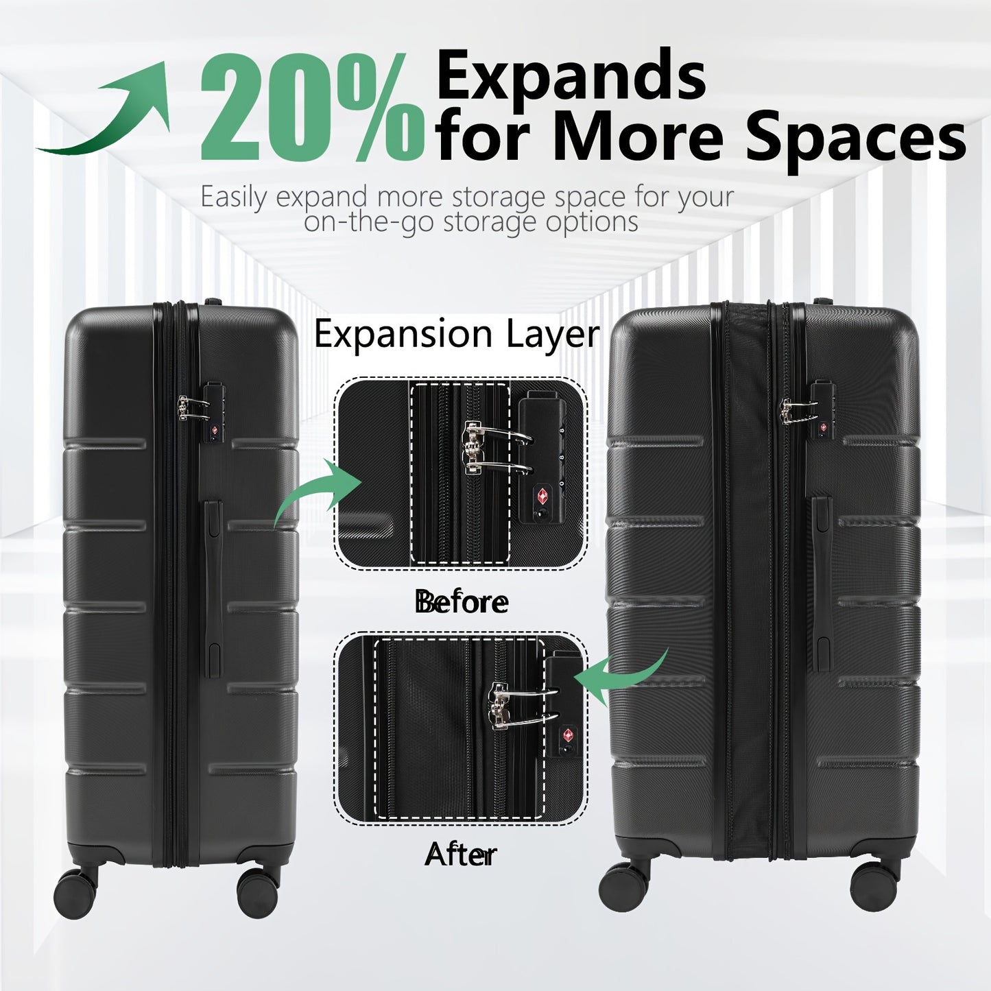 SMUG Hardside Expandable Luggage Spinner Wheels TSA Lock