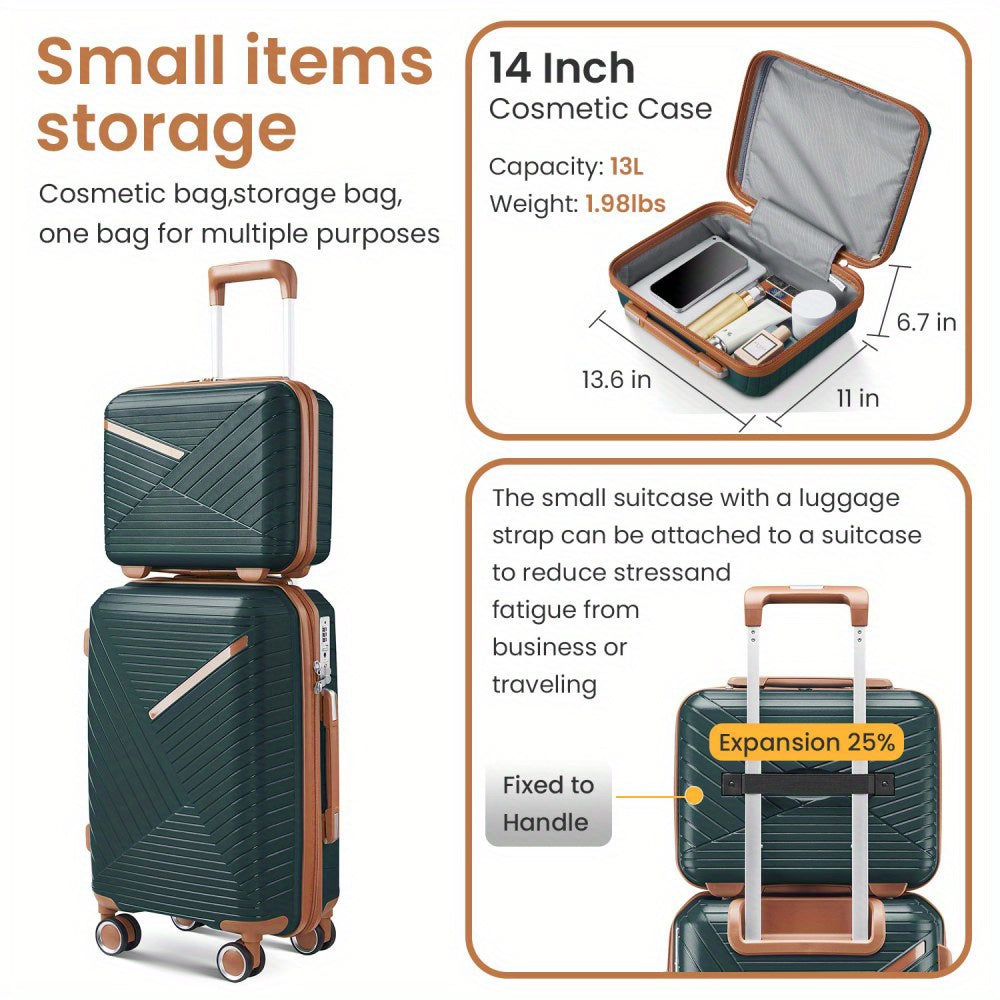 Lightweight 4 Piece Luggage Set With Spinner Wheels TSA Lock