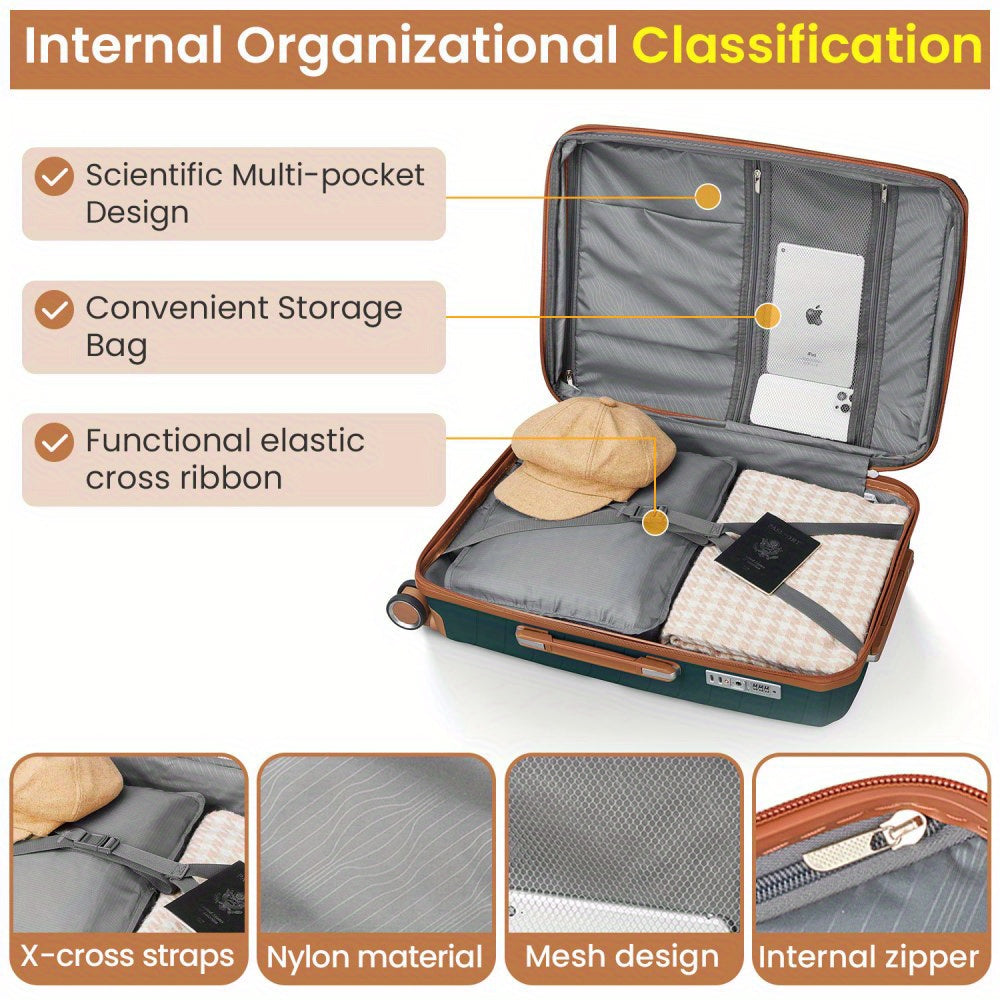 Lightweight 4 Piece Luggage Set With Spinner Wheels TSA Lock