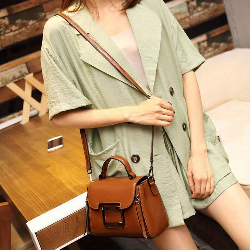 Genuine Leather Crossbody Bag Women Detachable Strap Handbag