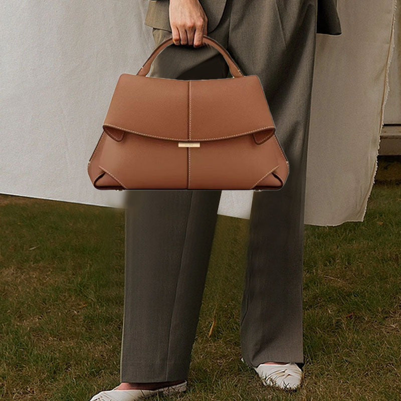 French Smile Genuine Leather Retro Shoulder Handbag Convertible