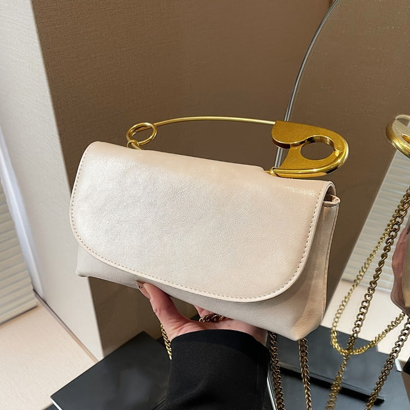 Elegant Faux Leather Crossbody Bag Removable Chain Strap