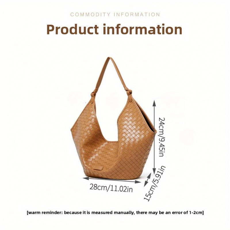Vintage Cowhide Woven Leather Tote Bag by Unknown Brand
