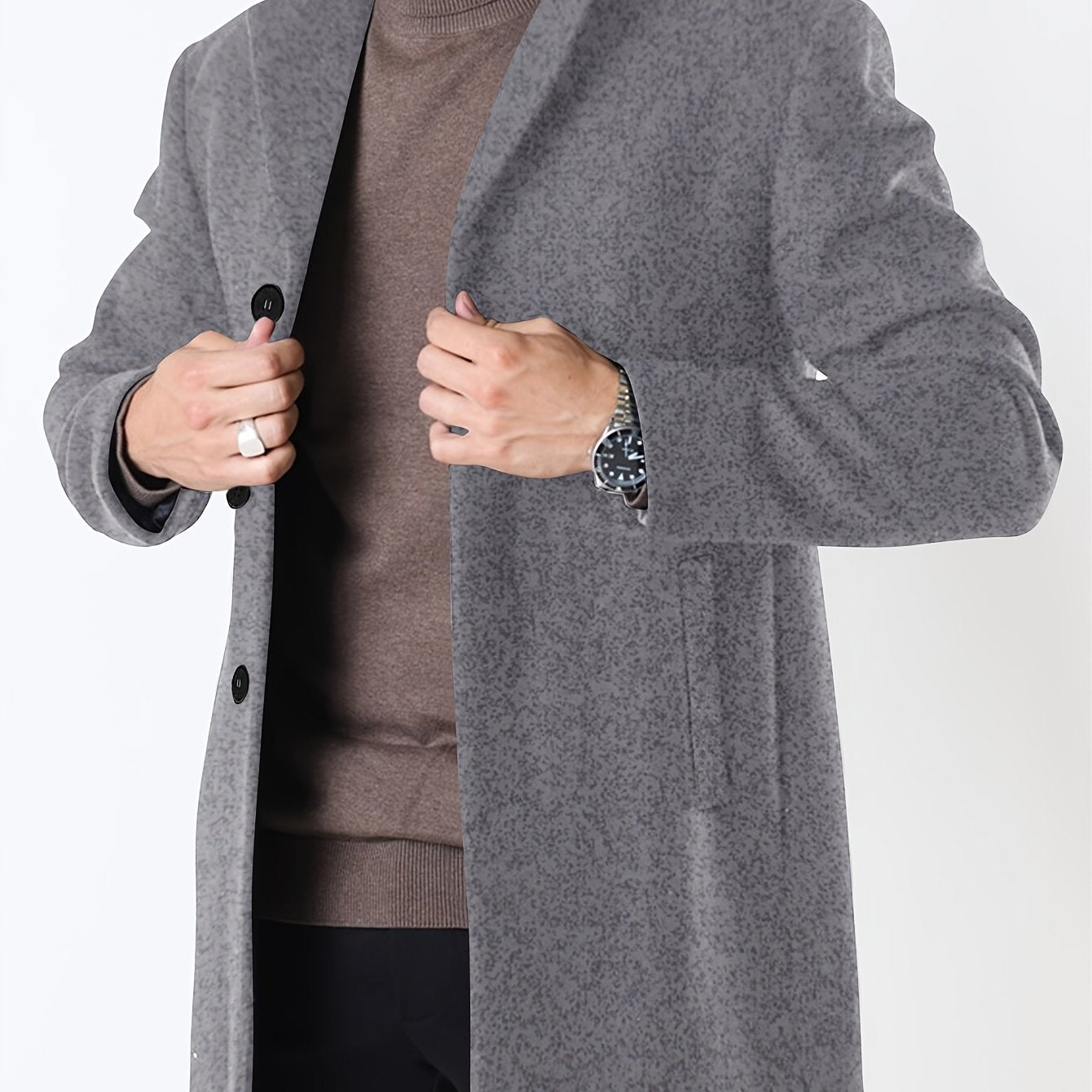 BOWOWOR Mens Slim Fit Trench Coat Notched Collar Outerwear