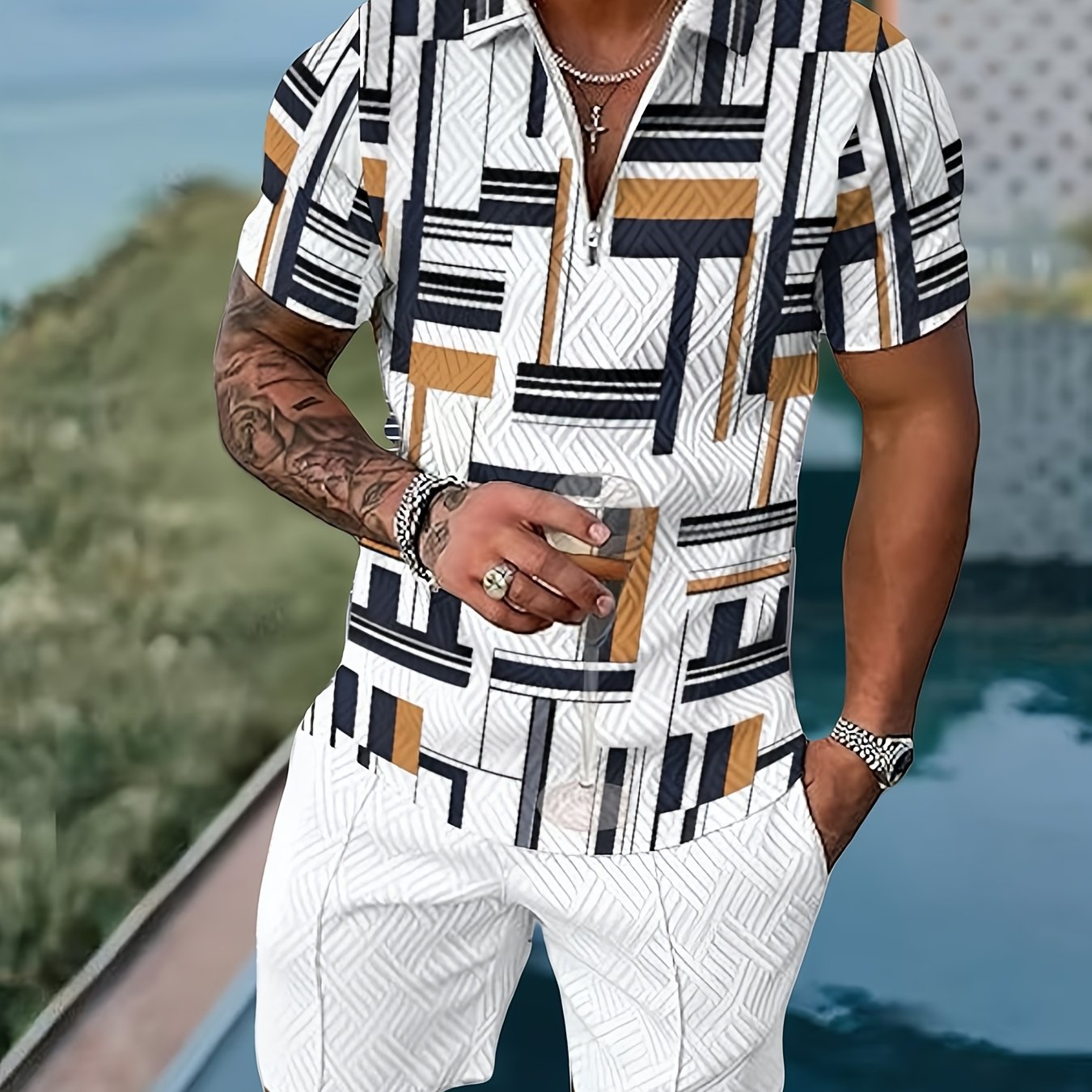 2Pc Men's Casual Sportswear Set 3D Printing T Shirt Shorts
