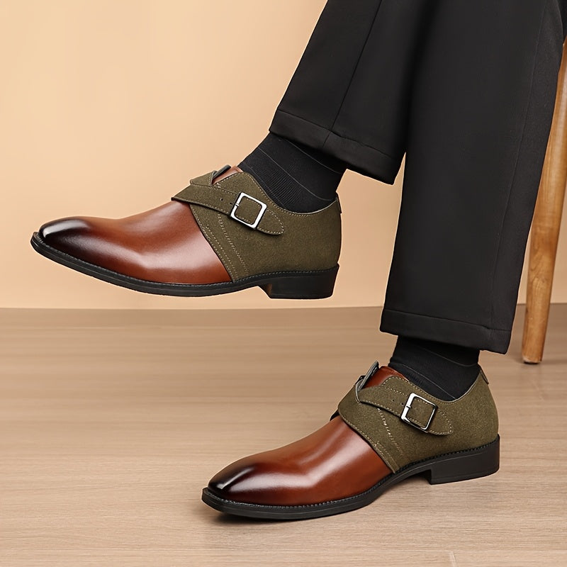 Mens Oxford Shoes Double Monk Straps With Rubber Sole