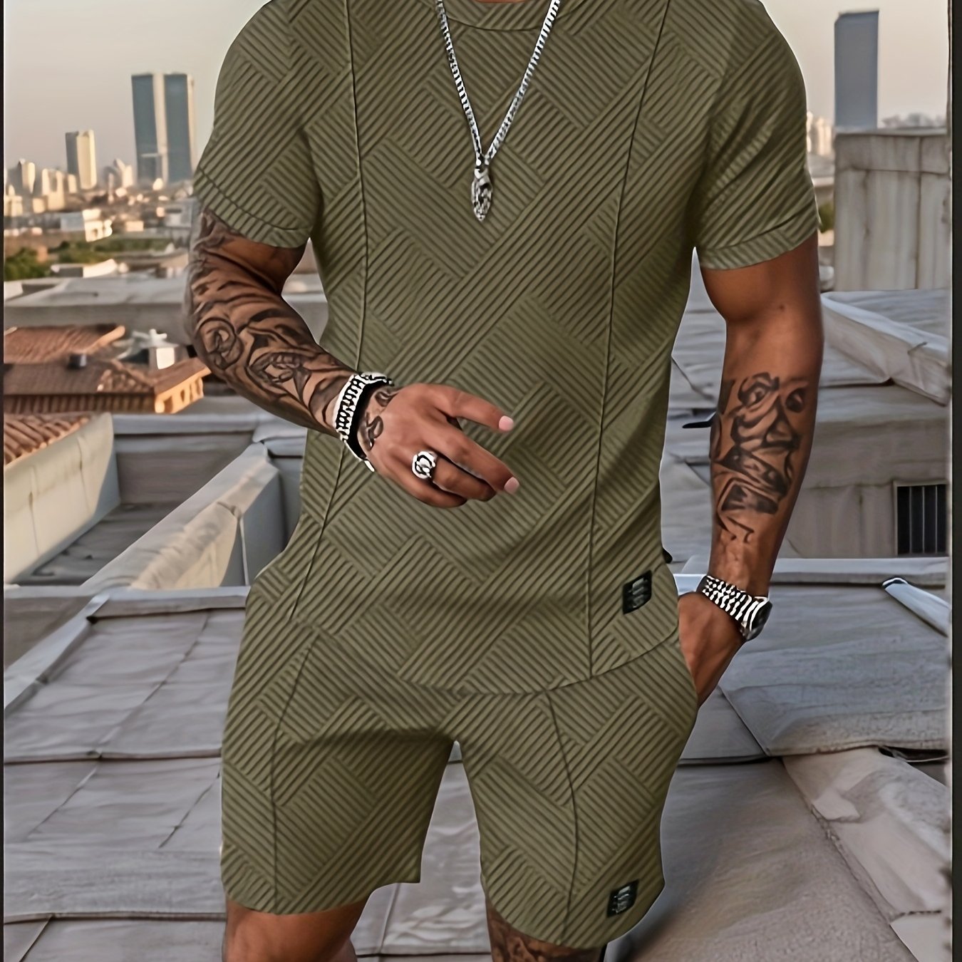 Men's 2 Piece Summer Short Set Casual Tracksuit Jogging