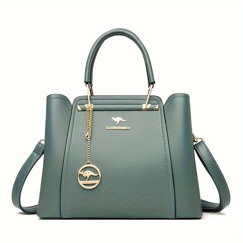 Nylon Convertible Crossbody Tote Bag With Golden Hardware