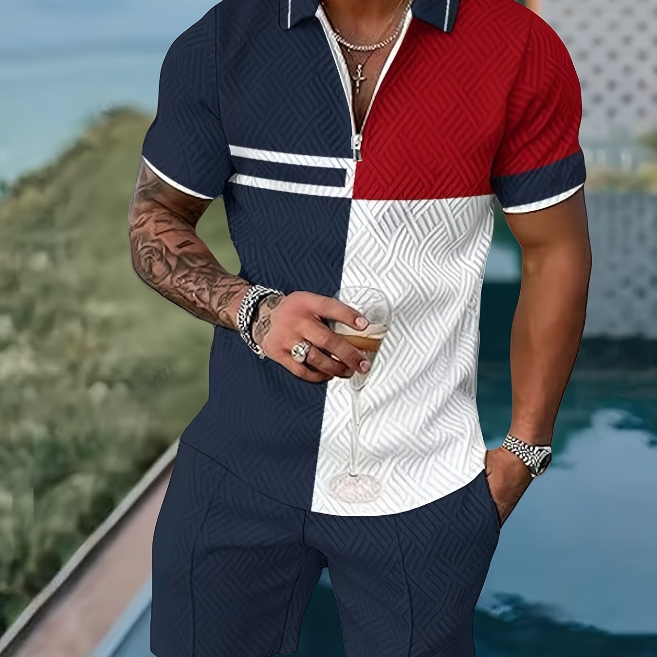 2Pc Men's Casual Sportswear Set 3D Printing T Shirt Shorts