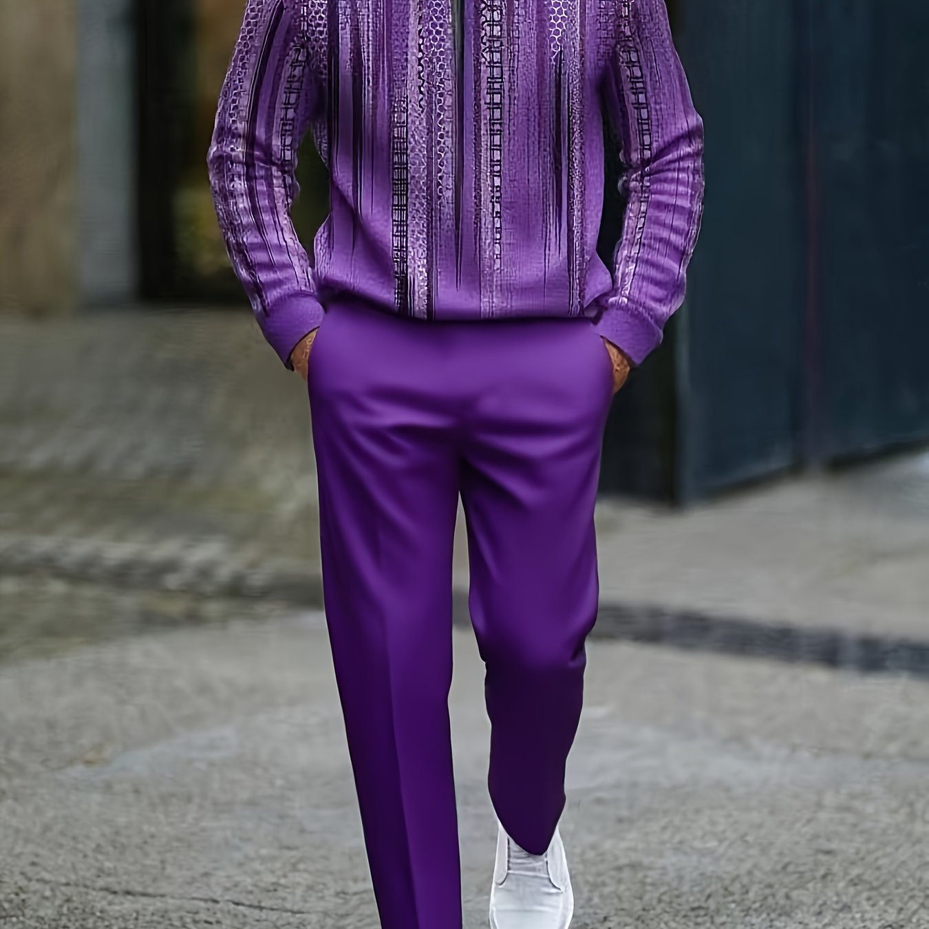 Mens 2 Pack Long Sleeve Sports Suit Set With 3D Pattern