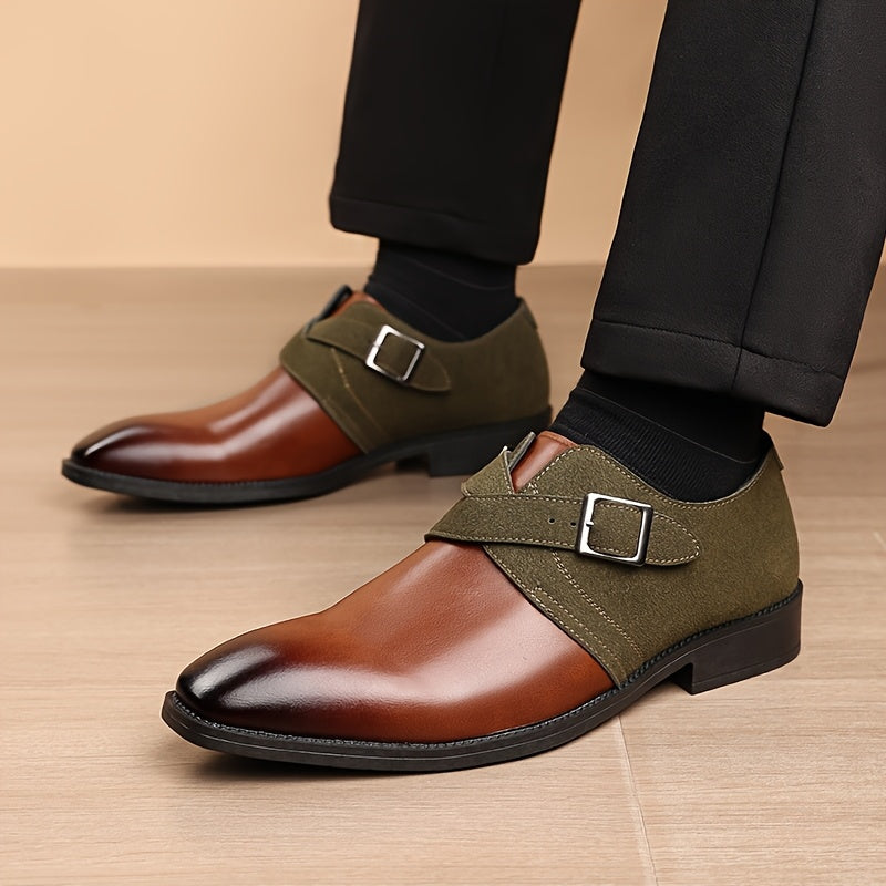 Mens Oxford Shoes Double Monk Straps With Rubber Sole