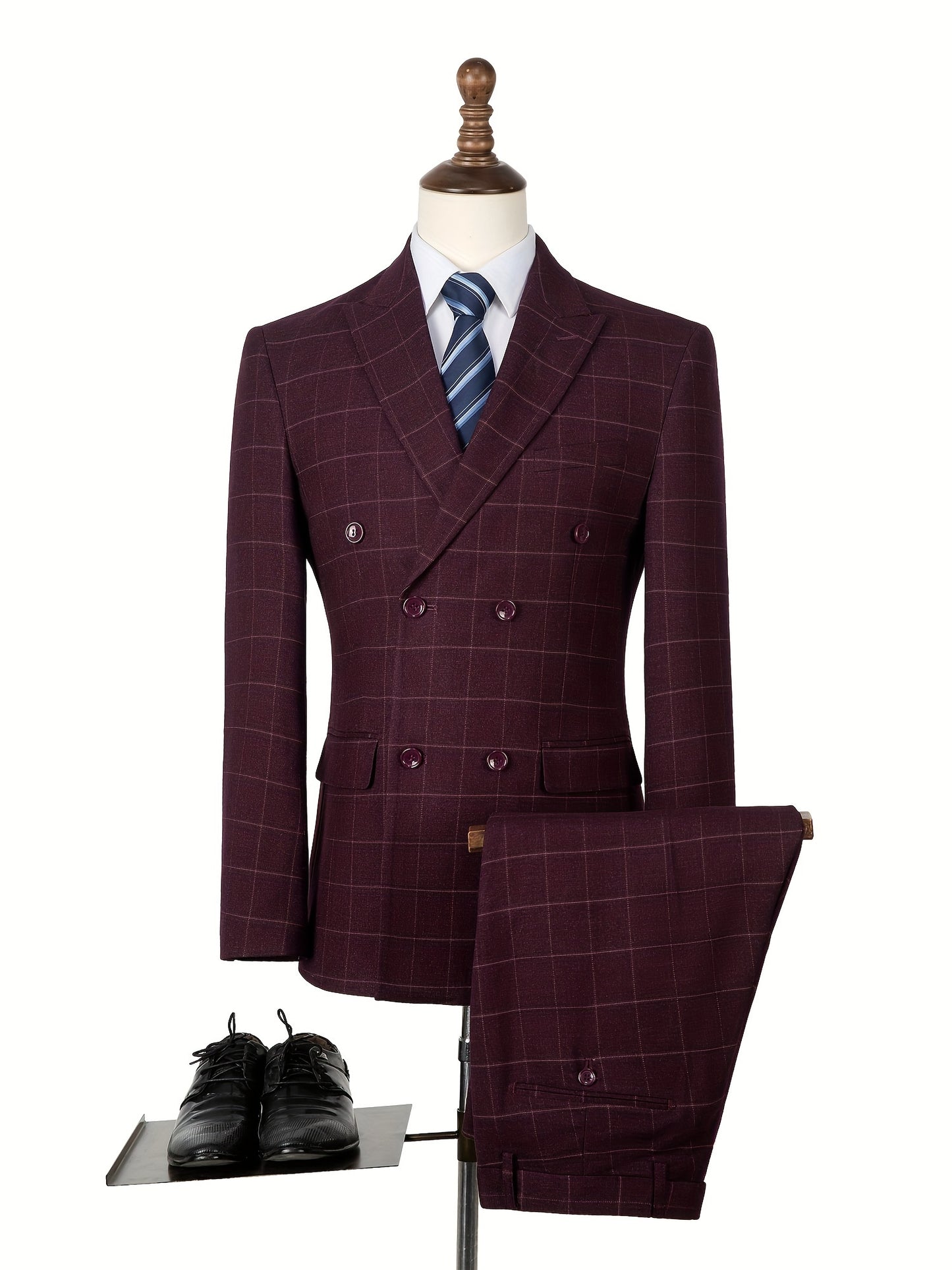 LYNERUN 3 Piece Suit Set Men Slim Fit Blazer Vest Pants