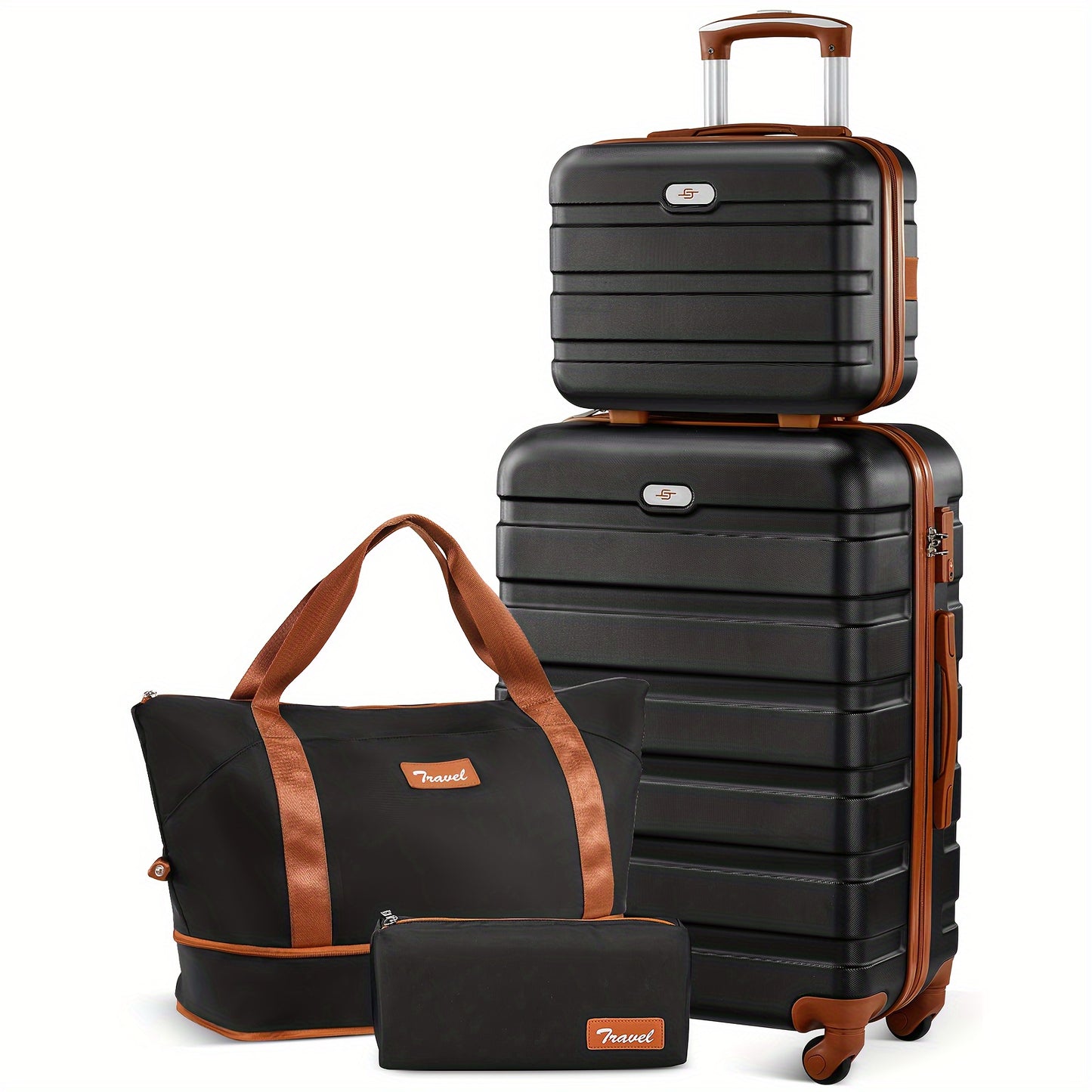 Sturdy Luggage Set With Expandable Duffle And Cosmetic Case