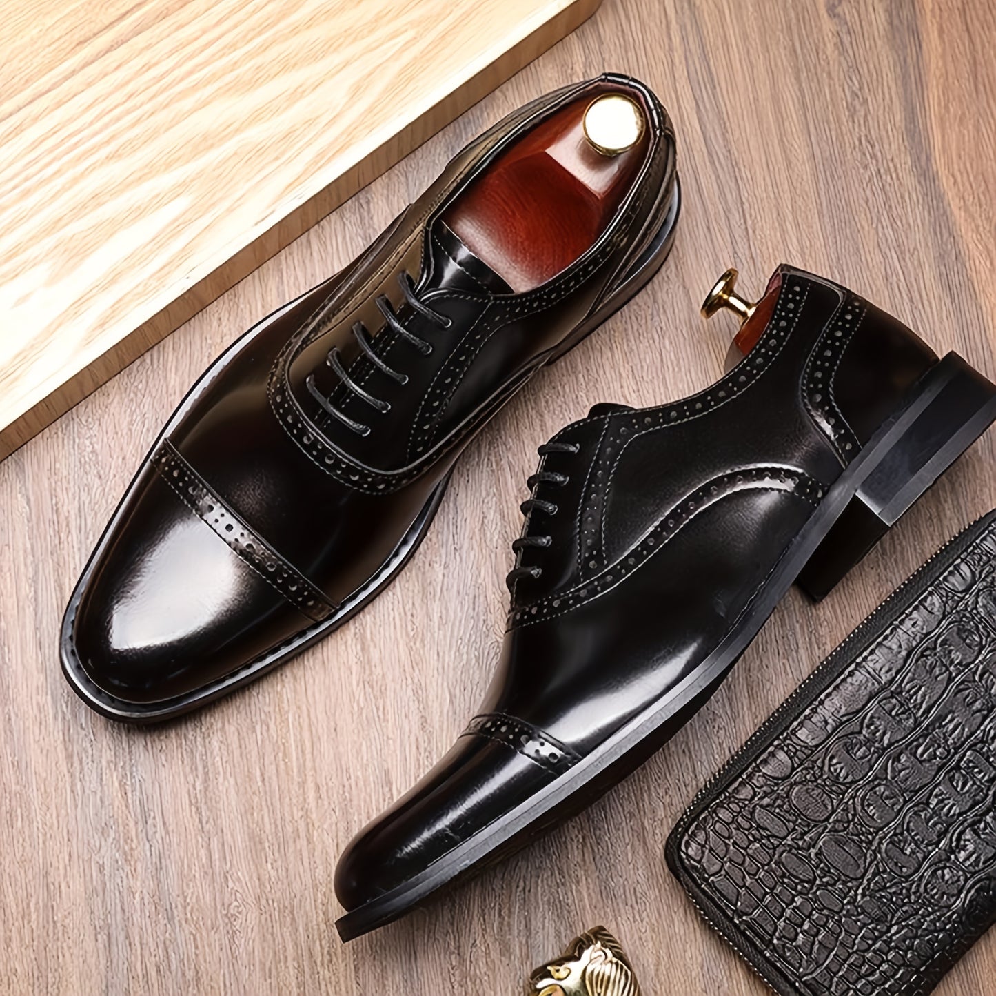 JASONSTAR Brogue Cap Toe Oxford Dress Shoes For Men