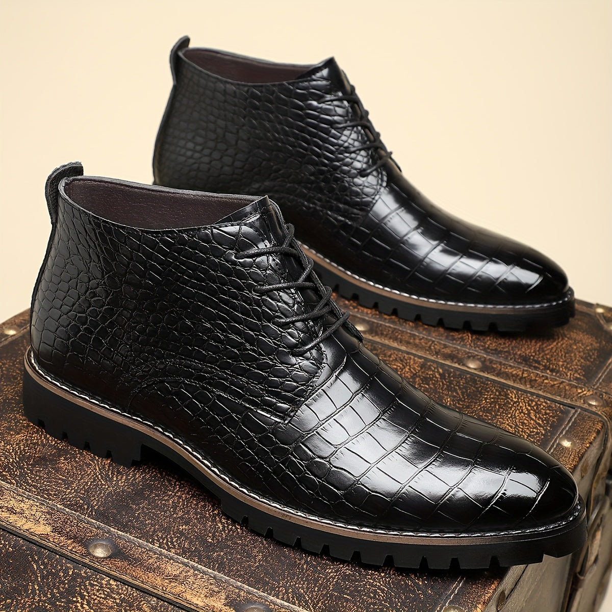 Men's Casual Loafers PU Upper Rubber Sole Lace Closure