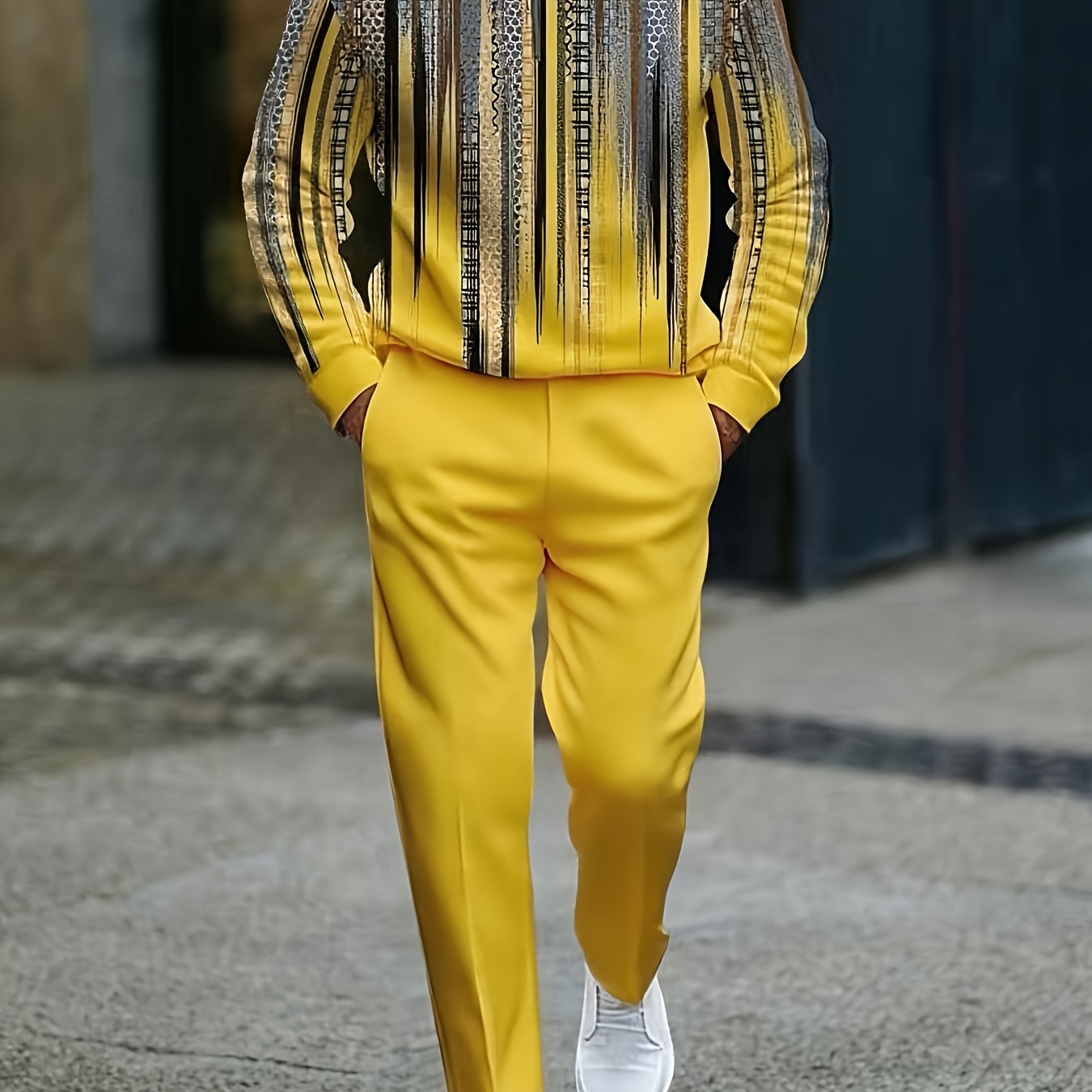 Mens 2 Pack Long Sleeve Sports Suit Set With 3D Pattern