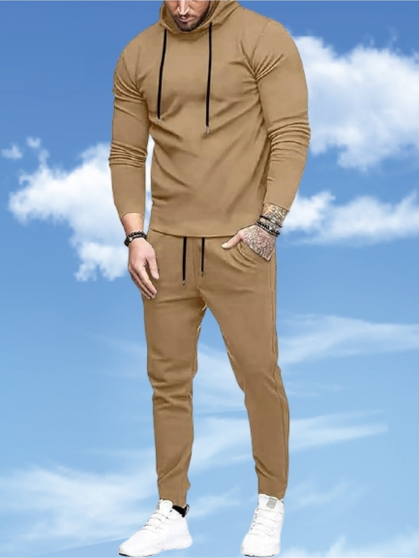 Men's Two Piece Sweatsuit Set Hooded Jogger Tracksuit