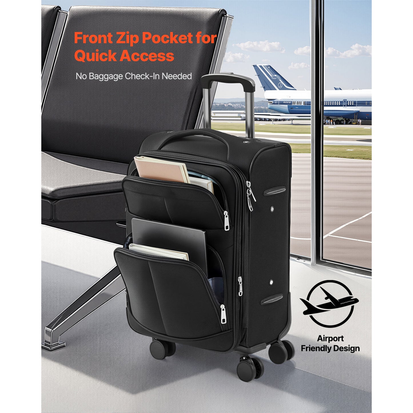 VEVOR Expandable Luggage With Spinner Wheels Carry On
