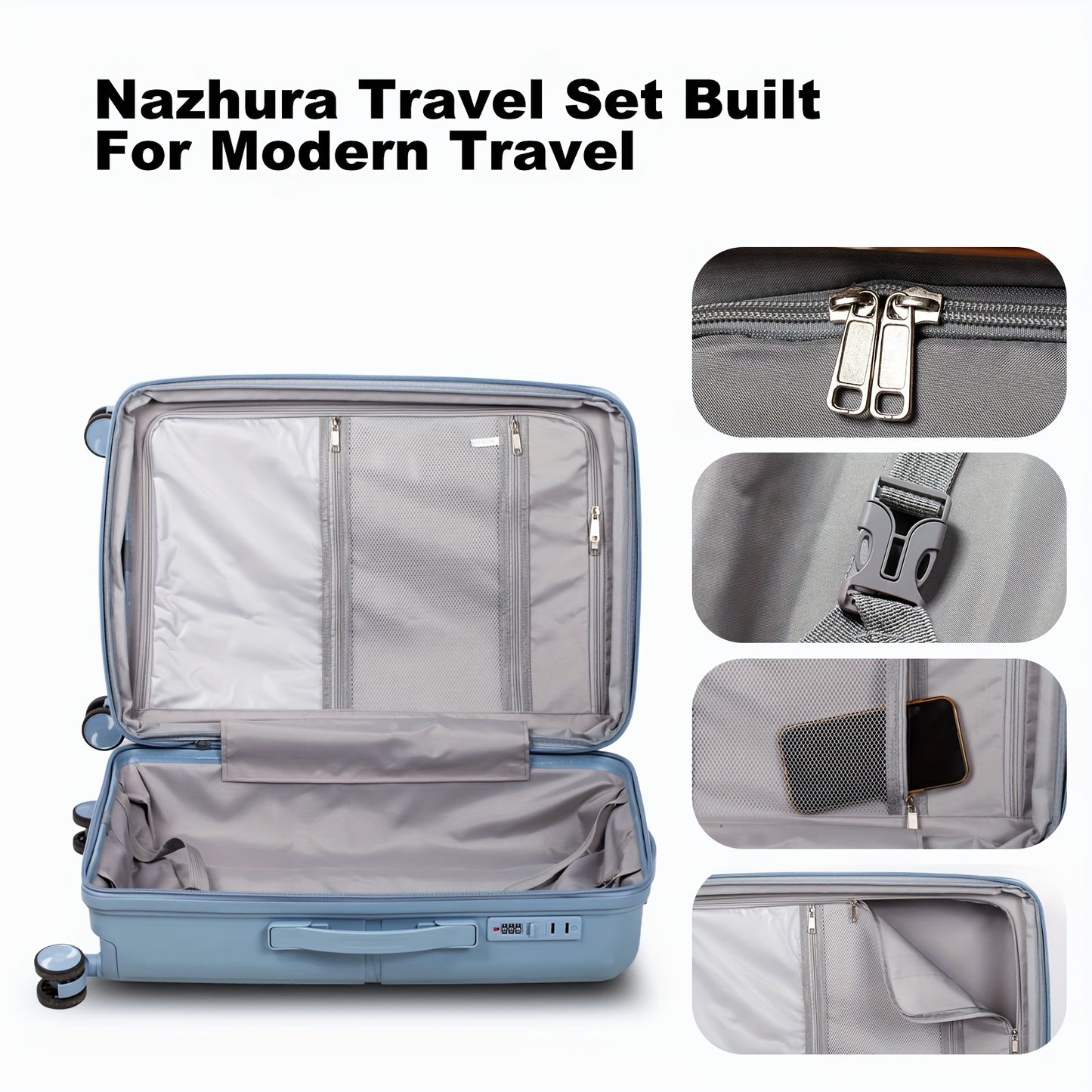 Nazhura 3 Piece Hardside Luggage Set Premium Travel Gear