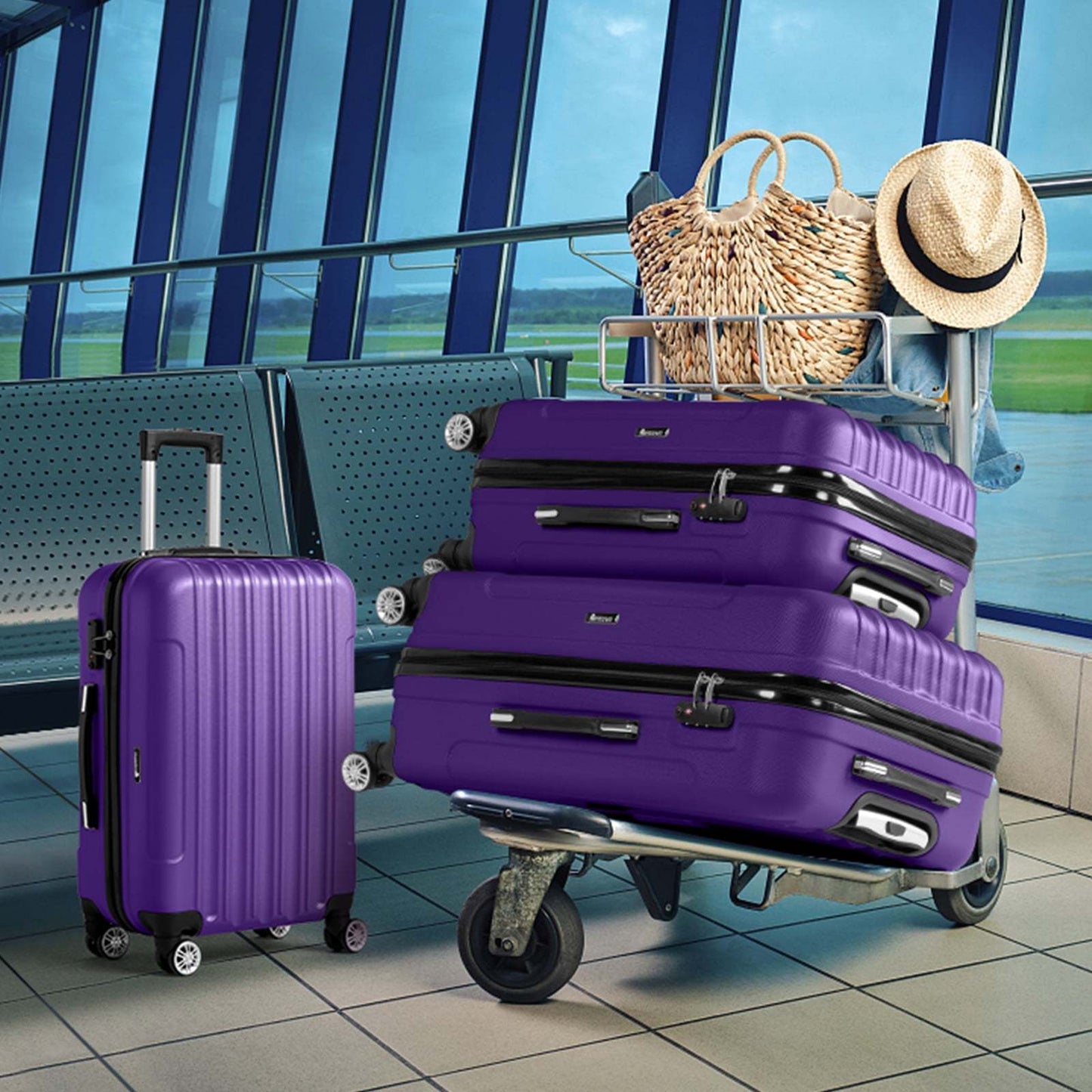 AutoForever Hard Shell Luggage 3pc With 360 Spinner Wheels