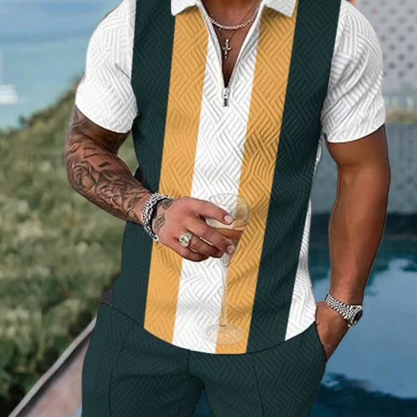 2Pc Men's Casual Sportswear Set 3D Printing T Shirt Shorts