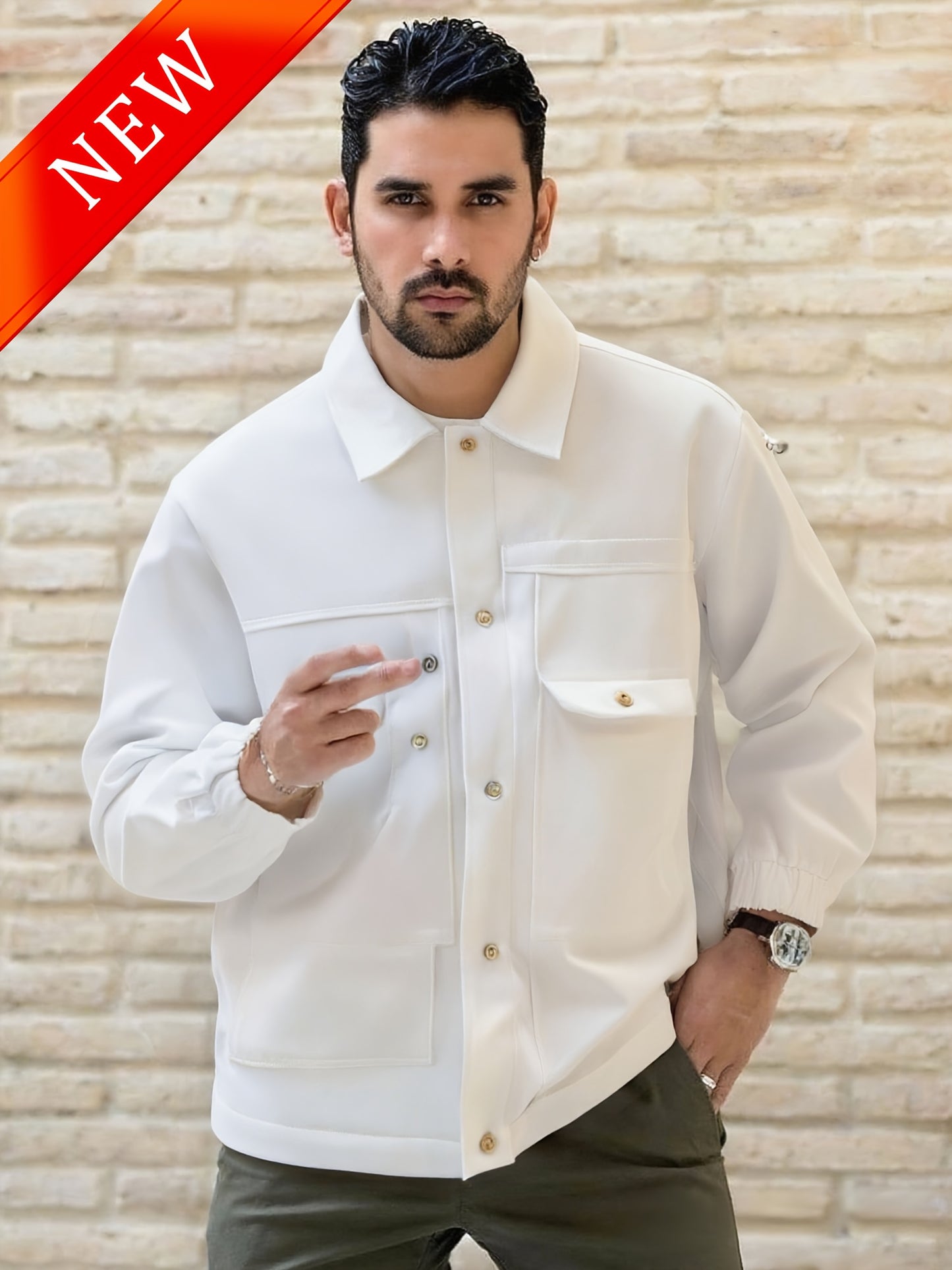 Nosize Men Heavyweight Denim Jacket Lapel Button Front