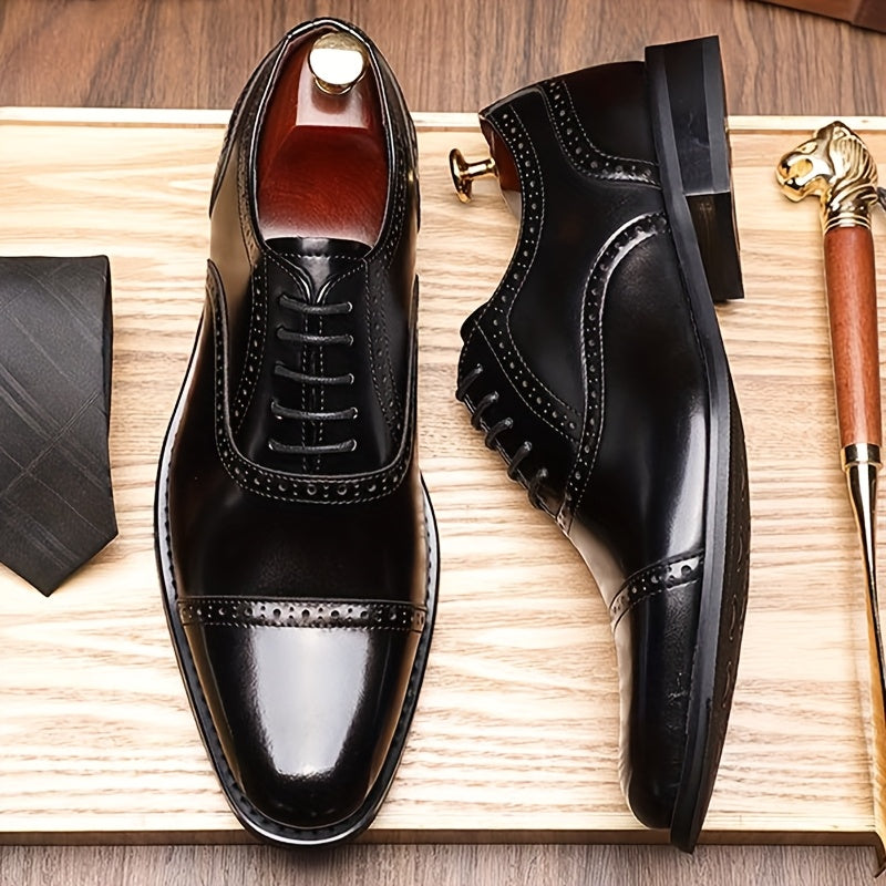 JASONSTAR Brogue Cap Toe Oxford Dress Shoes For Men