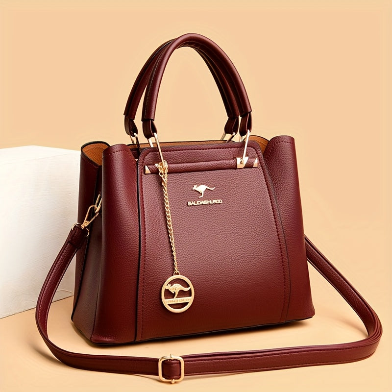 Nylon Convertible Crossbody Tote Bag With Golden Hardware