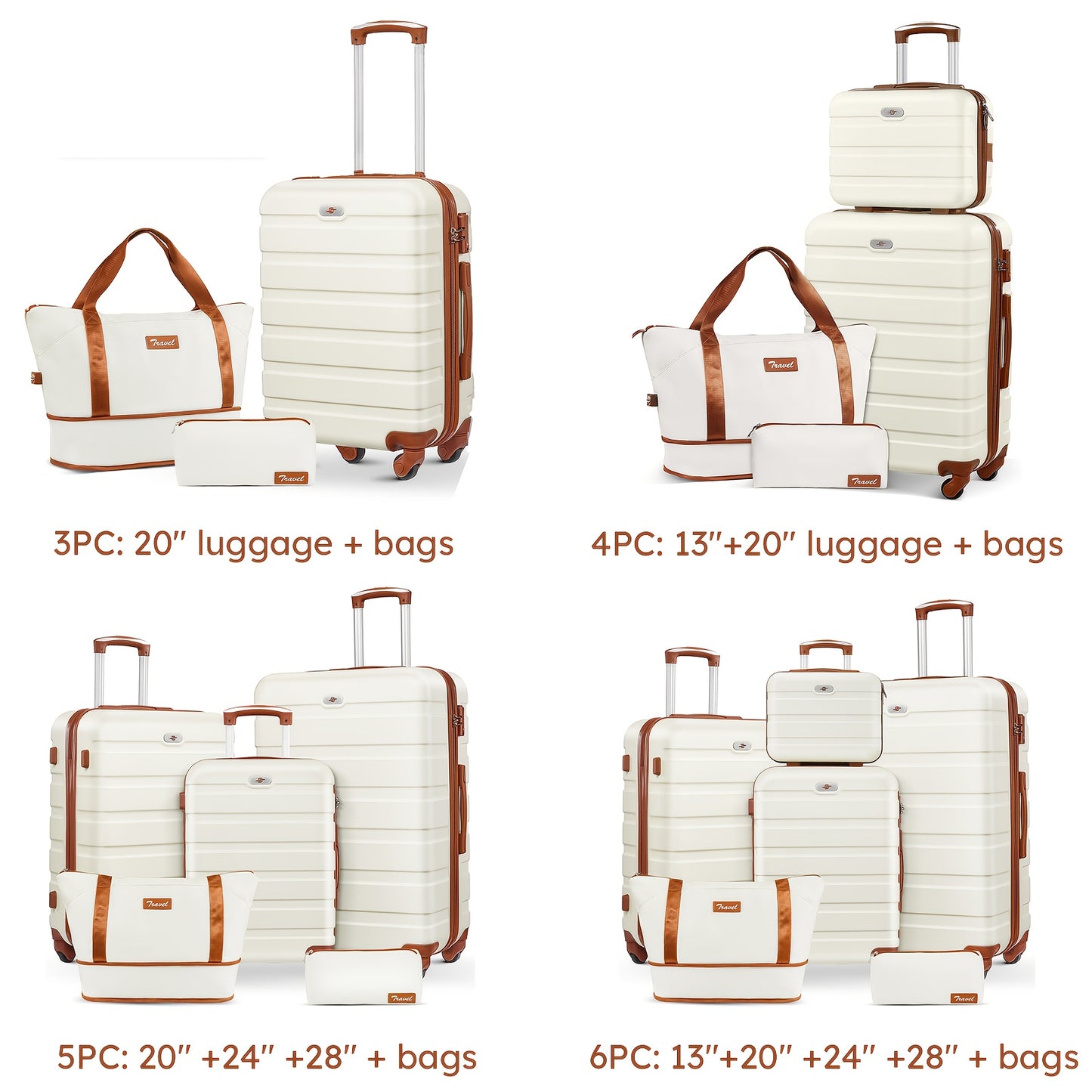 Sturdy Luggage Set With Expandable Duffle And Cosmetic Case