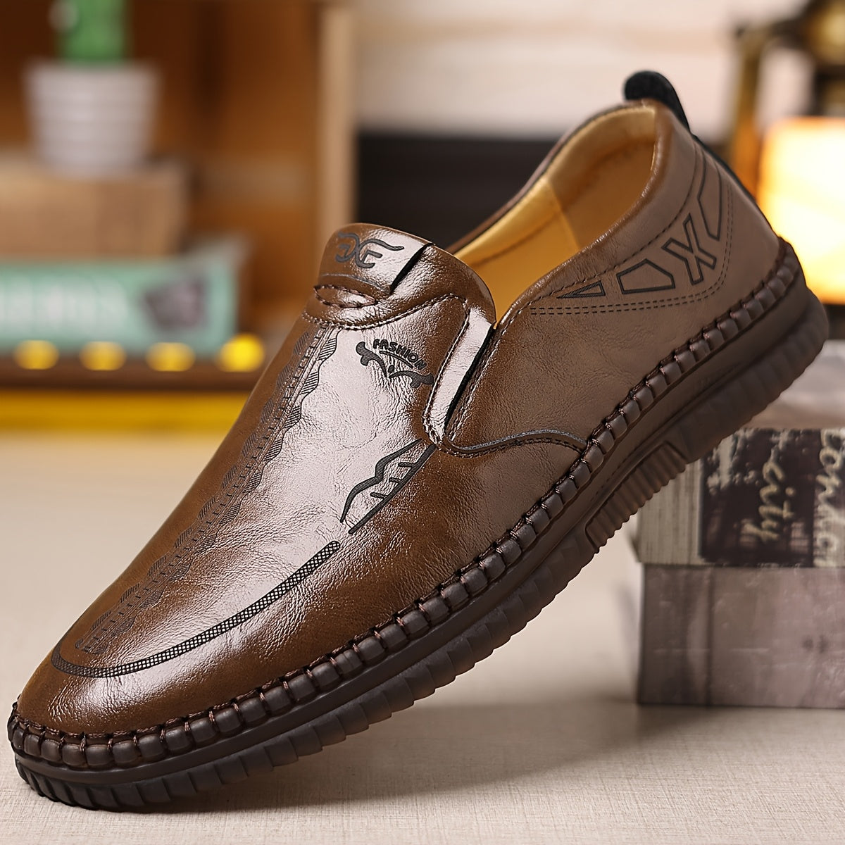 Men's Casual Slip On Shoes PU Upper Rubber Sole All Season