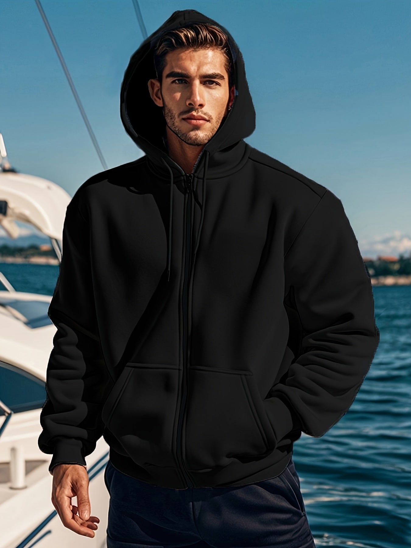 Mens Zipper Hoodie Casual Sports Jacket For Spring Autumn