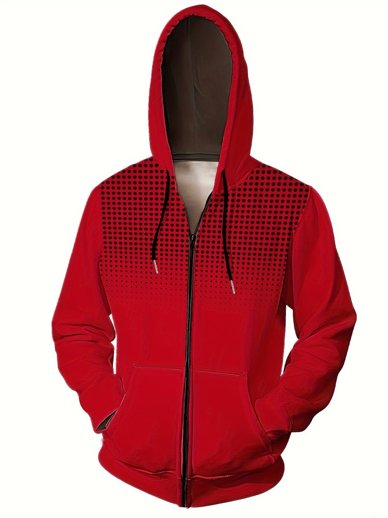 Men's Hooded Zip Up Hoodie Polka Dot Print Machine Washable