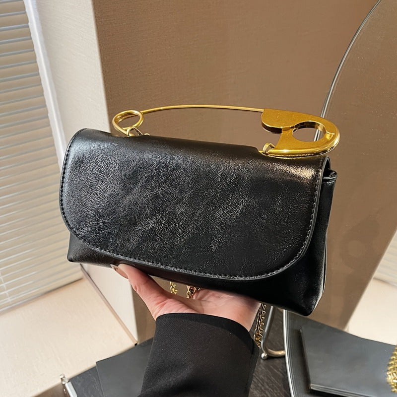 Elegant Faux Leather Crossbody Bag Removable Chain Strap