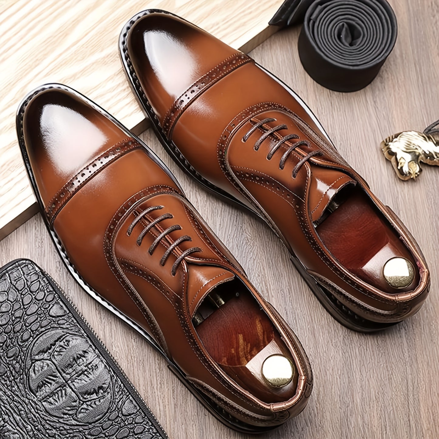 JASONSTAR Brogue Cap Toe Oxford Dress Shoes For Men