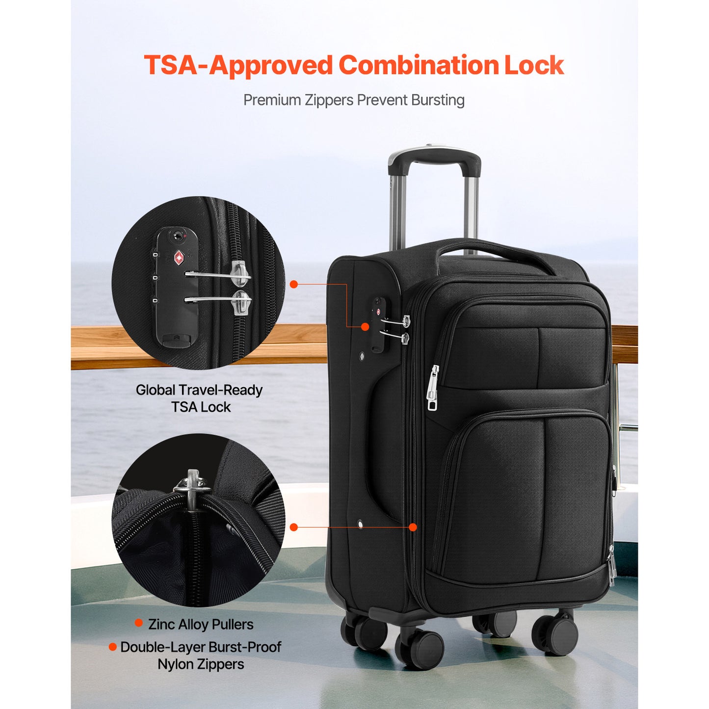 VEVOR Expandable Luggage With Spinner Wheels Carry On