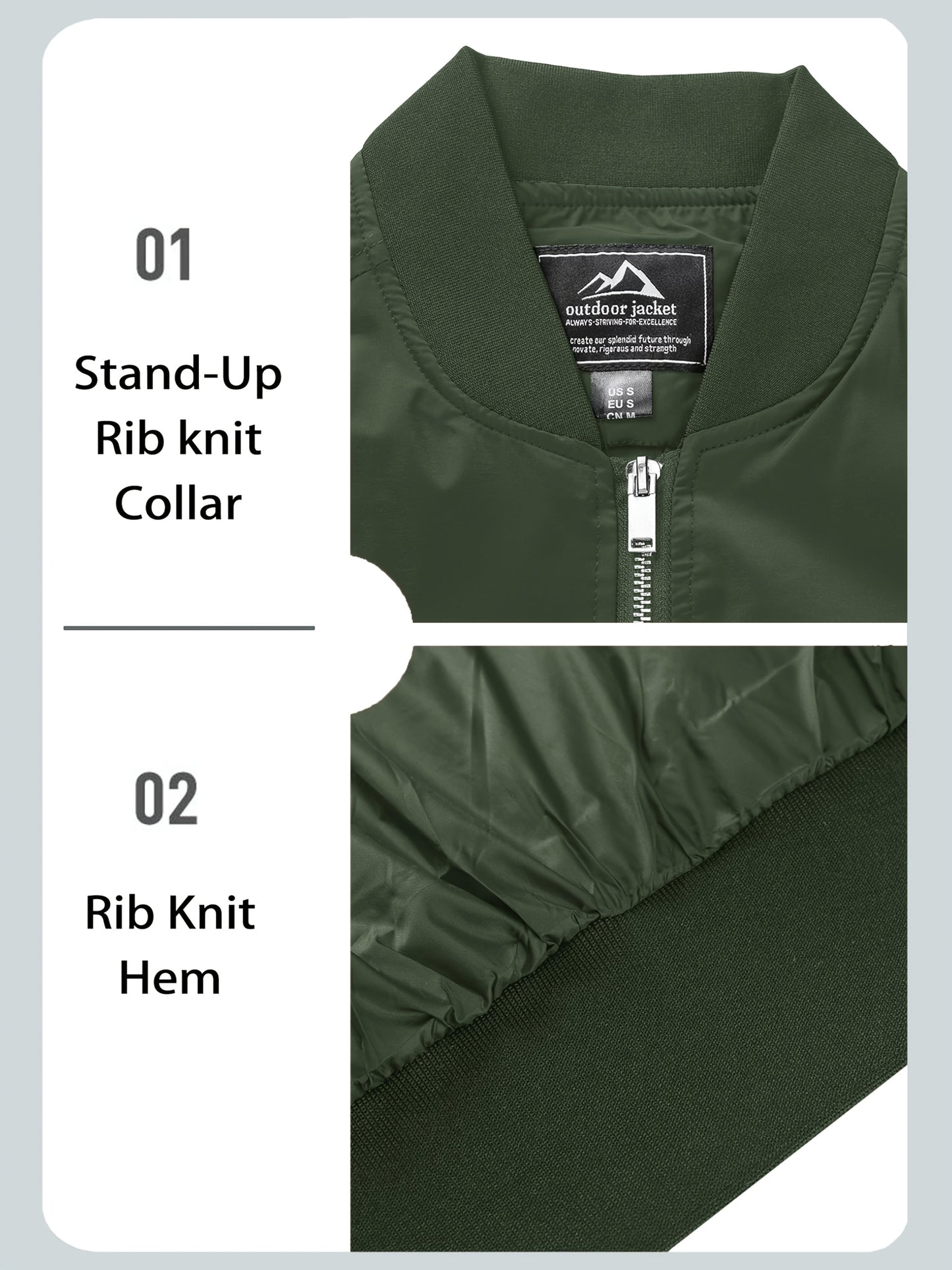 CRYSULLY Men's Light Windproof Bomber Jacket Zip Pockets