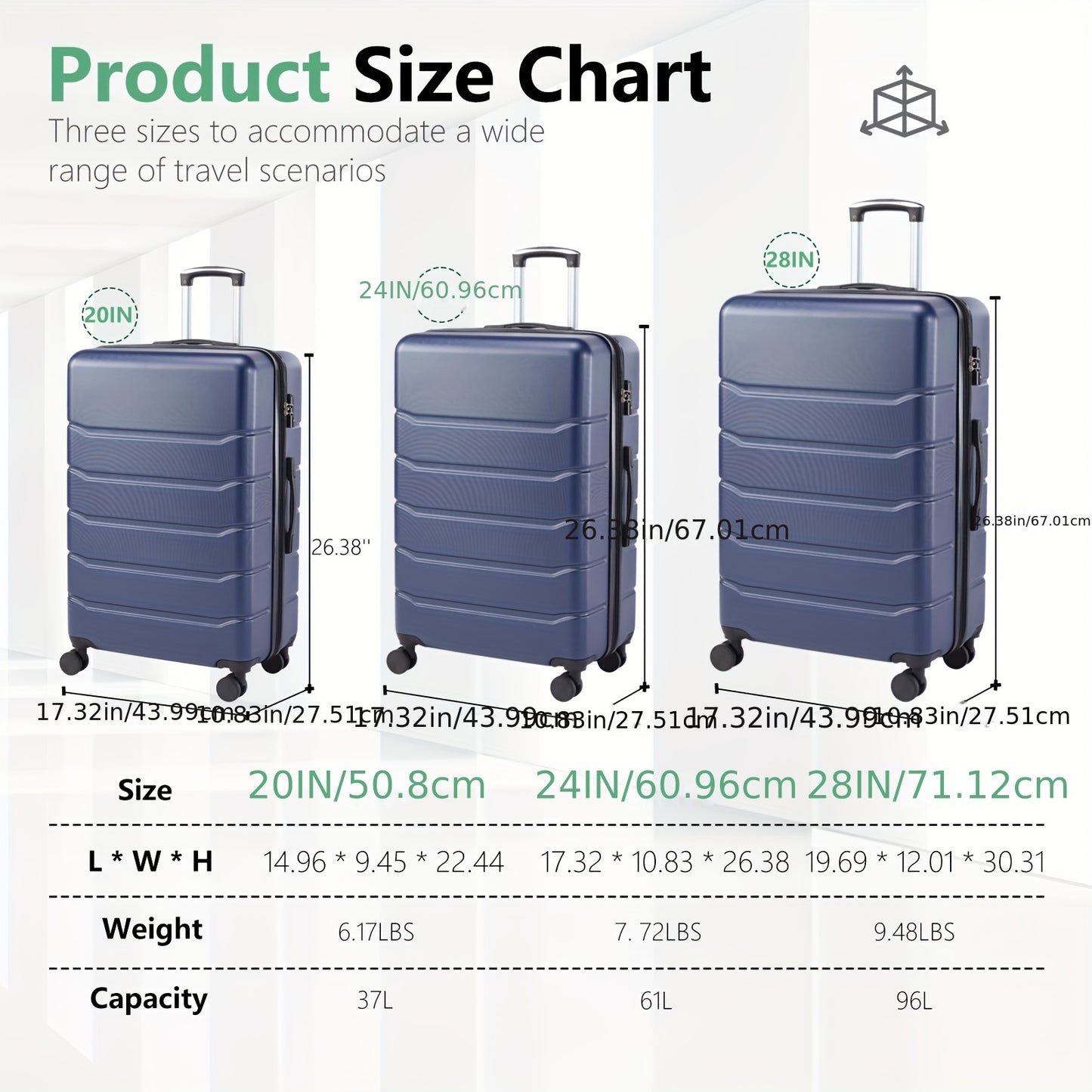 Sweetcrispy Expandable ABS Spinner Luggage With TSA Lock