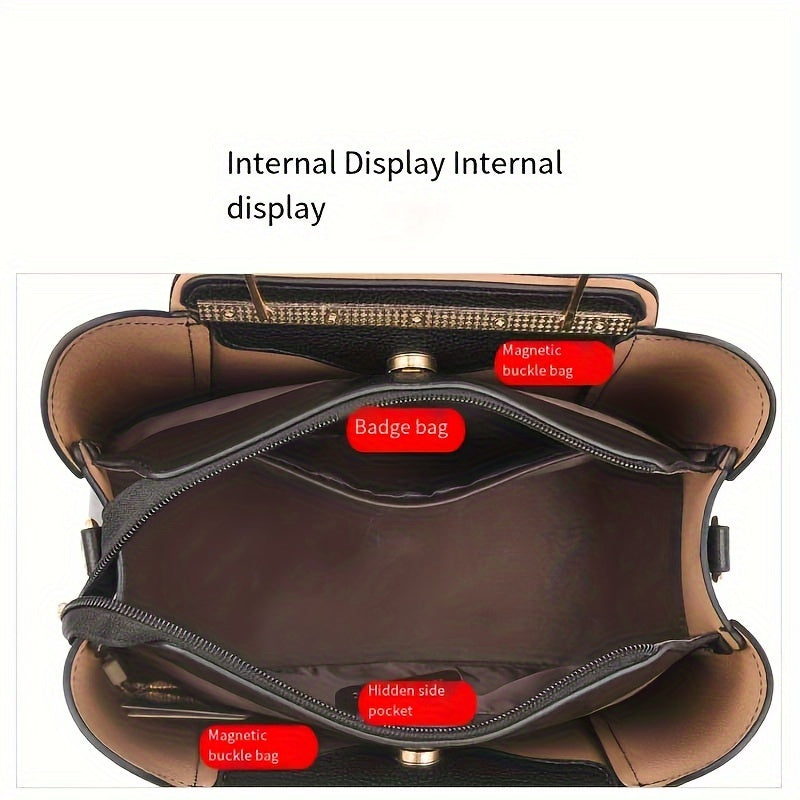 Nylon Convertible Crossbody Tote Bag With Golden Hardware