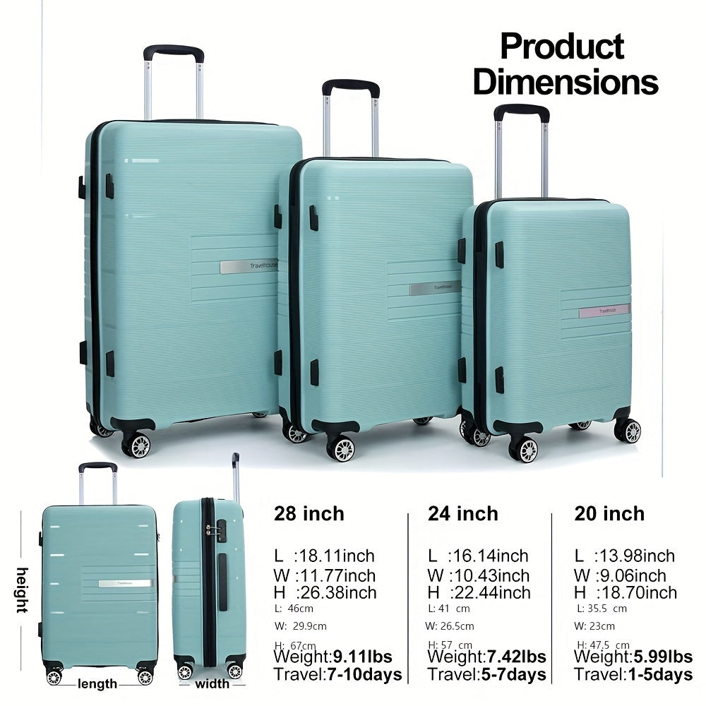 Tripcomp Luggage 3 Piece Set With TSA Lock And Spinner