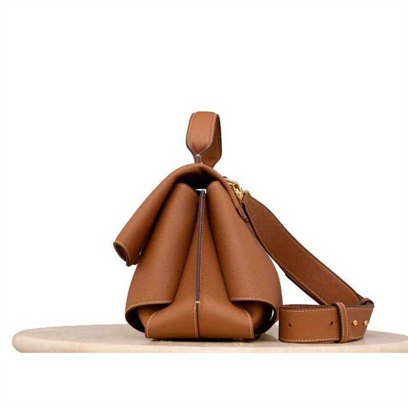 French Smile Genuine Leather Retro Shoulder Handbag Convertible