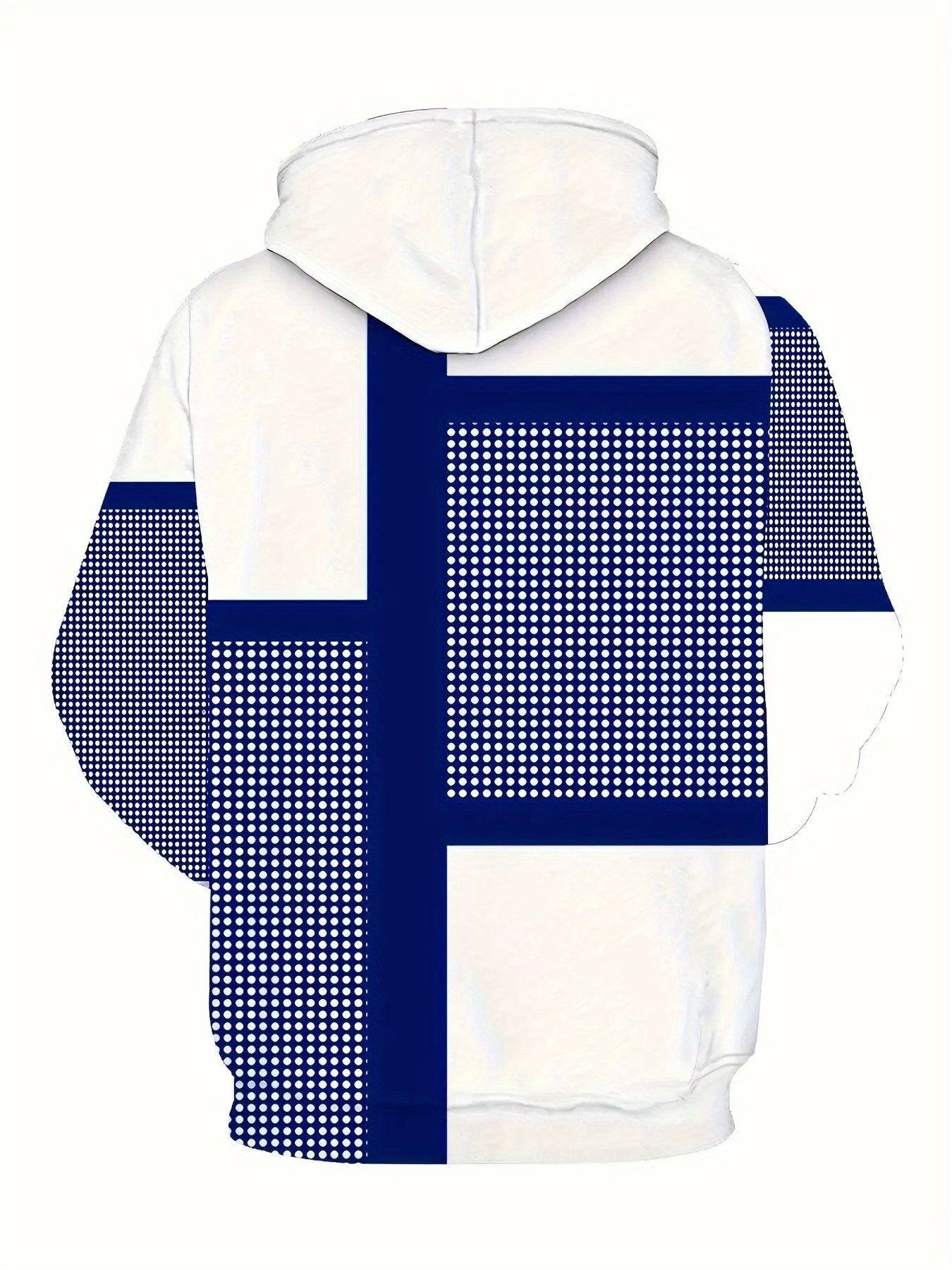 Mens Heavyweight Hoodie Geometric Pattern Sweatshirt
